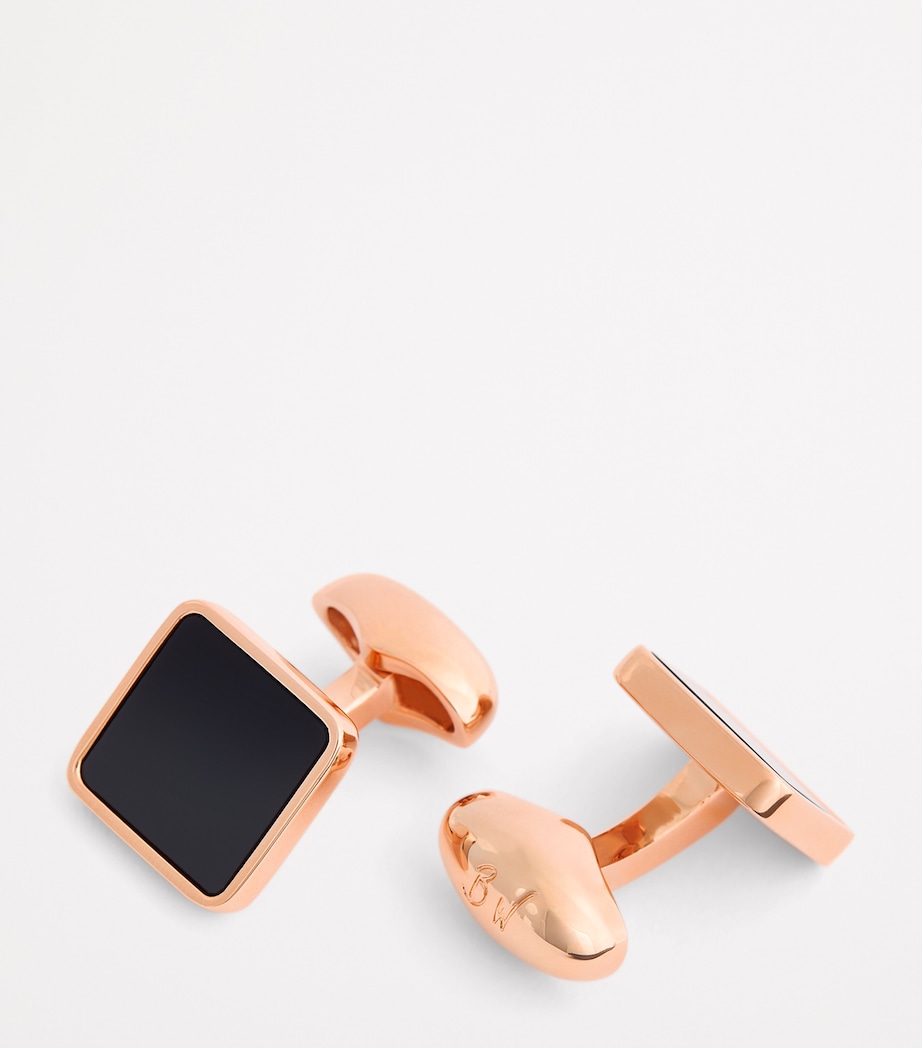 Rose Gold-Plated Key Stone Cufflinks BLACK Image 6
