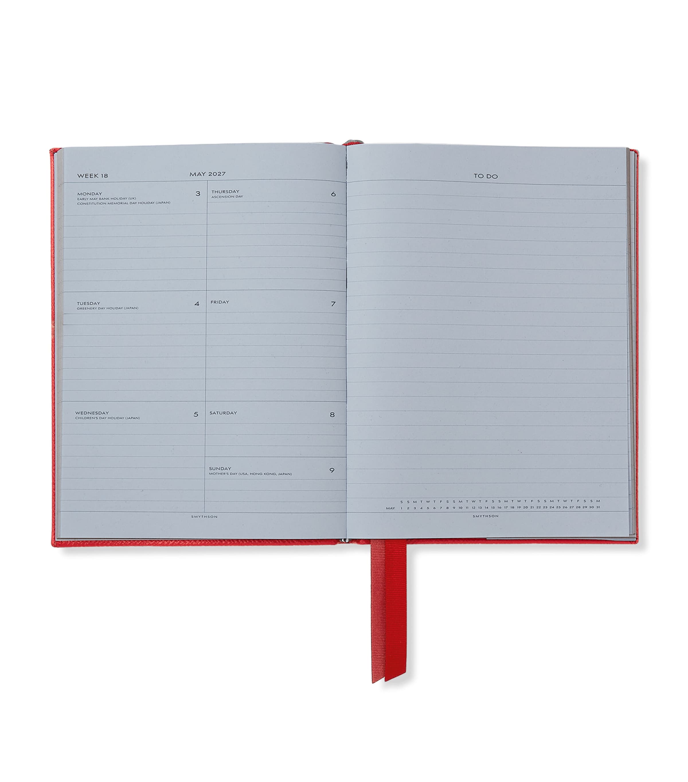 Smythson Leather Soho Weekly Diary 2026-2027 S Red Image 2