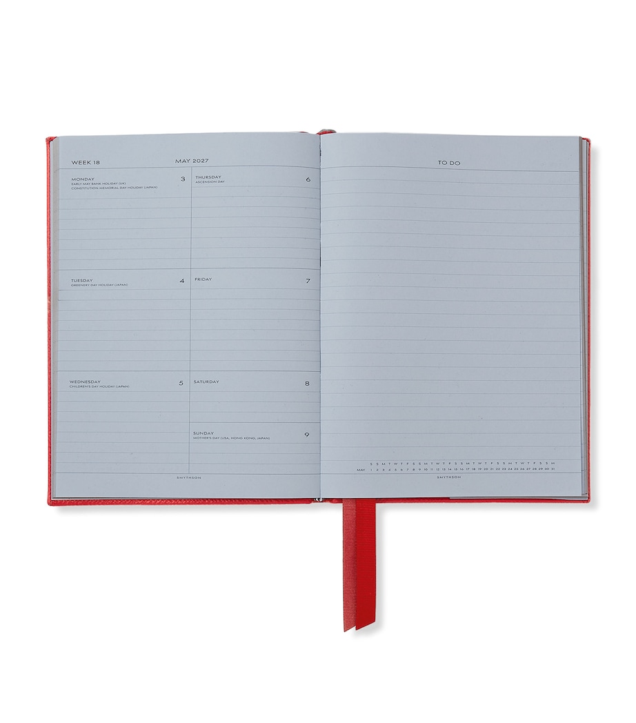 Smythson Leather Soho Weekly Diary 2026-2027 S Red Image 2