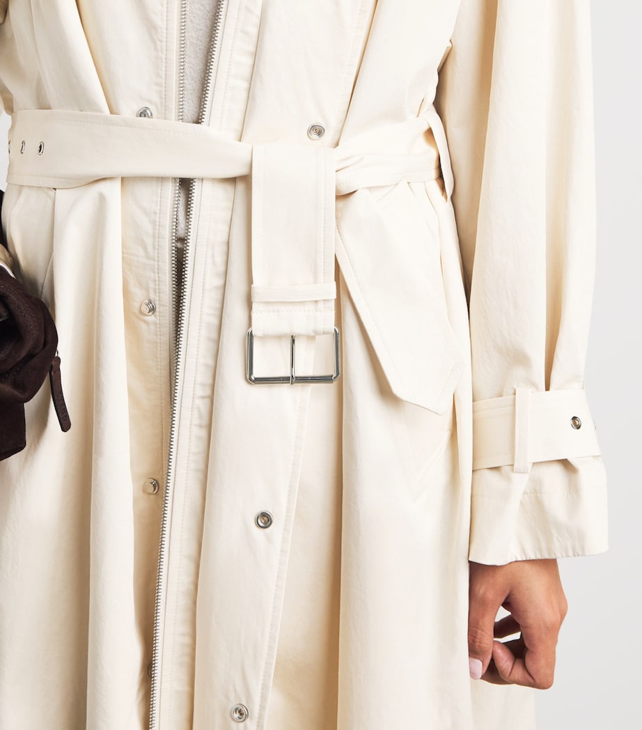 FRAME Womens Cotton The Field Trench Coat Ecru Image 3