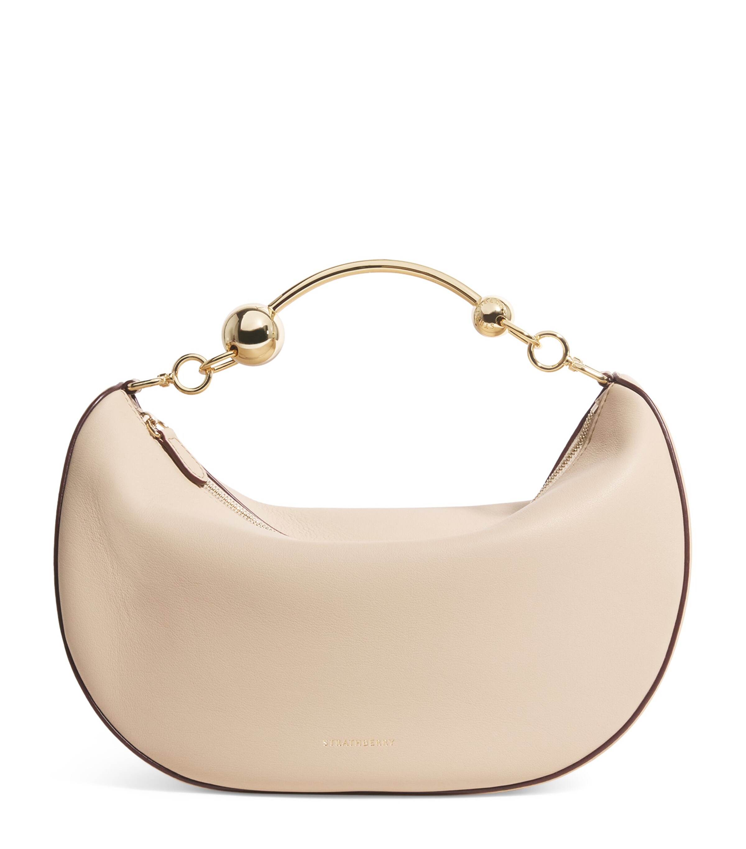 Strathberry Leather Crescent Moon Shoulder Bag Oat Image 1