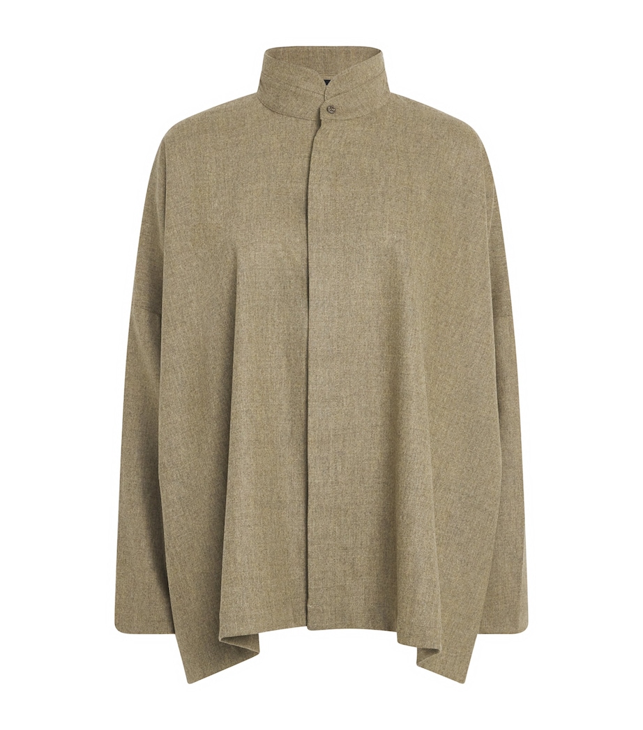 Cashmere-Wool Wide A-Line Shirt GRNSND Image 1
