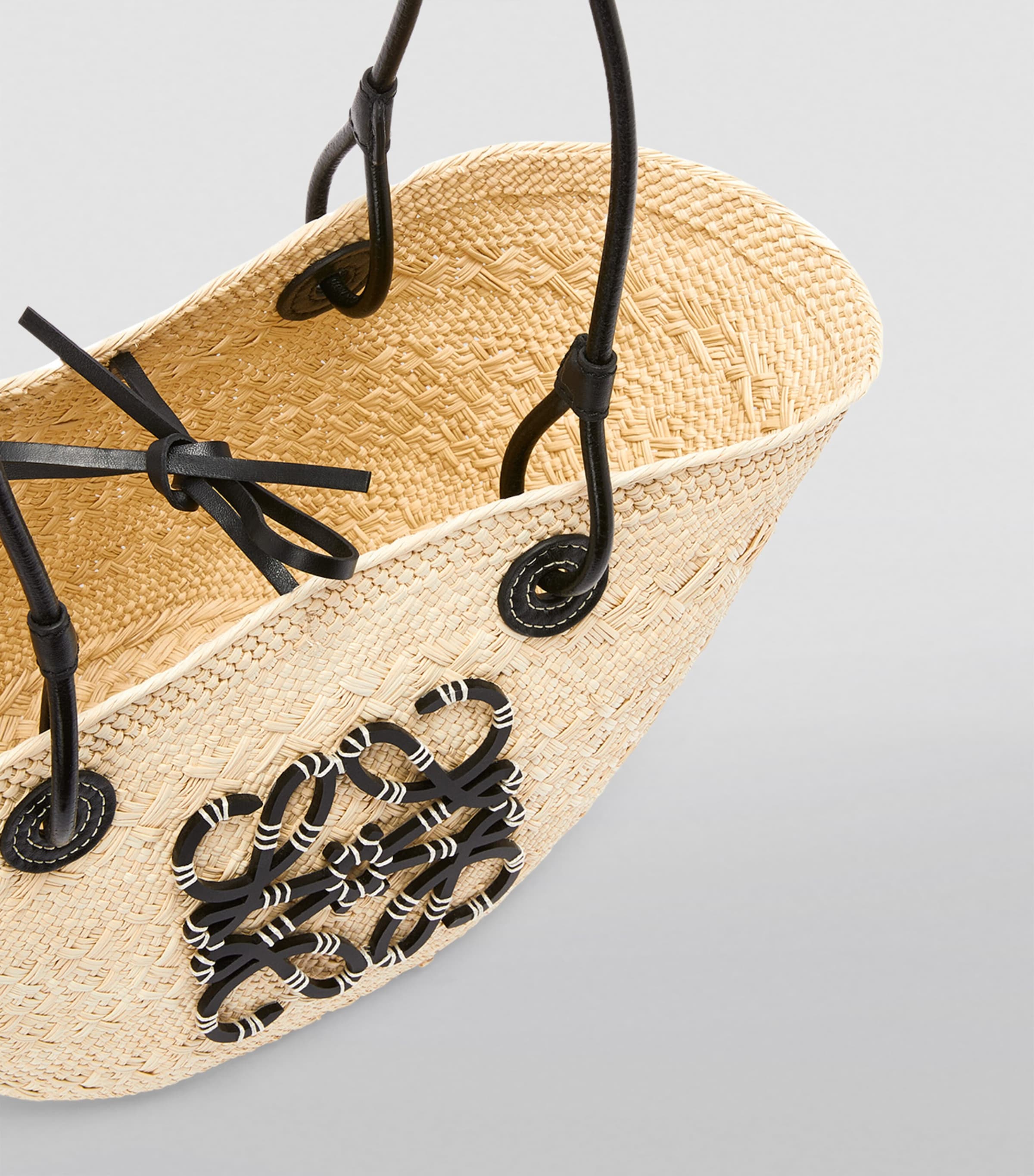 x Paula’s Ibiza Small Woven Anagram Basket Bag NATURAL/BLACK Image 4