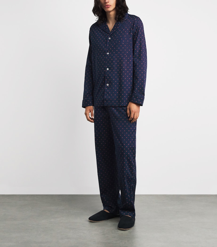 Derek Rose Mens Nelson Classic Pyjama Set Nav Image 2