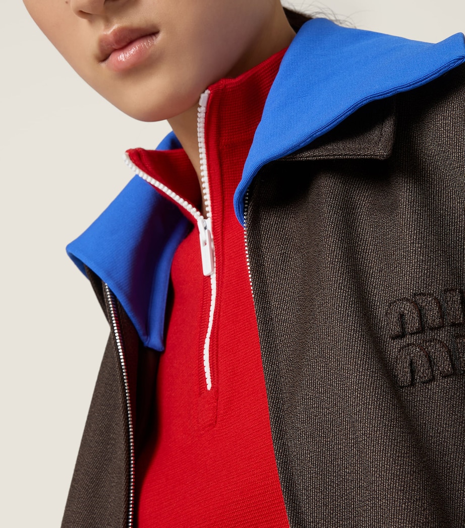 Miu Miu Womens Wool Layered Bomber Jacket Image 4