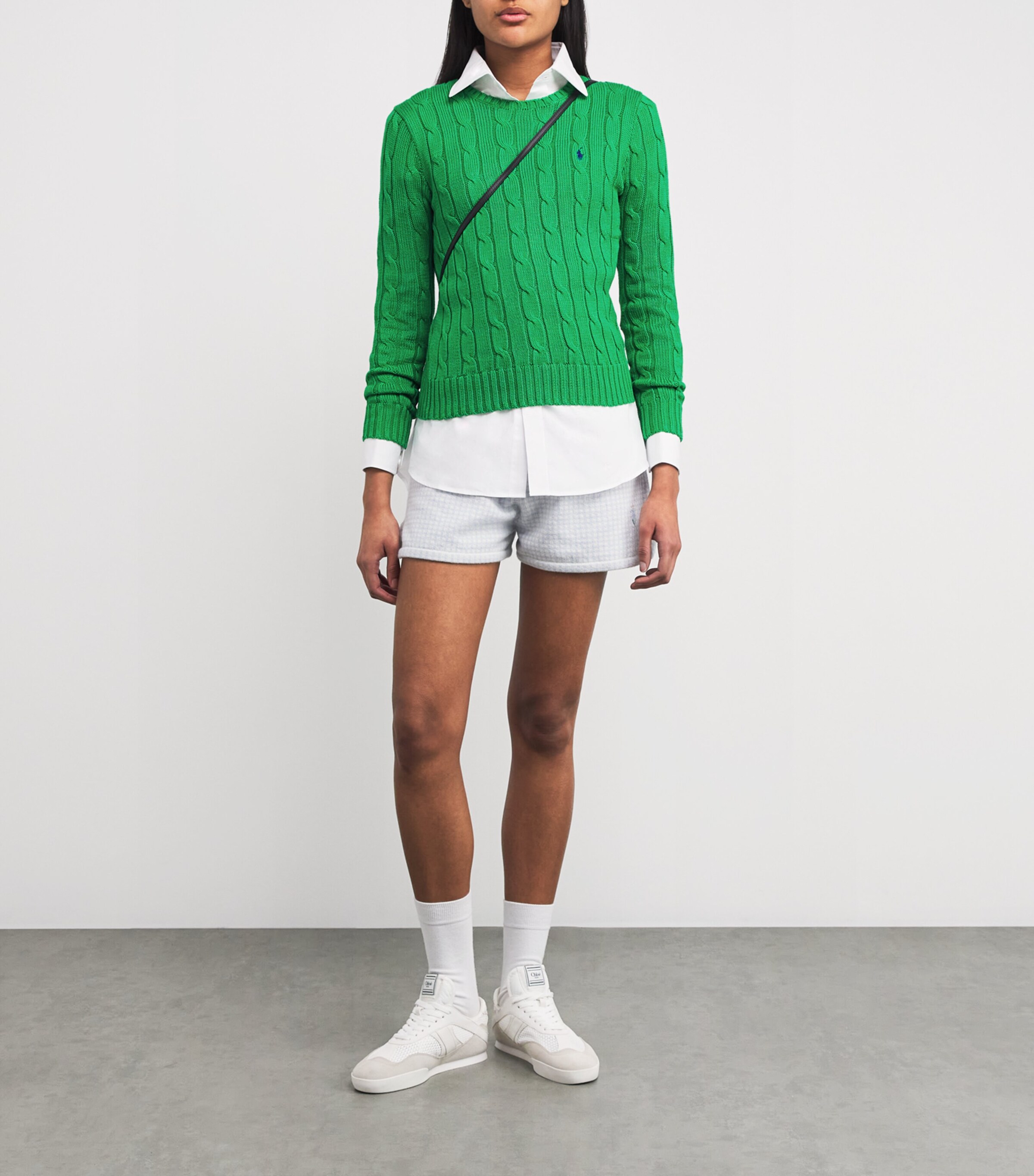 Polo Ralph Lauren Womens Cotton Cable-Knit Sweater Preppy Green Image 2