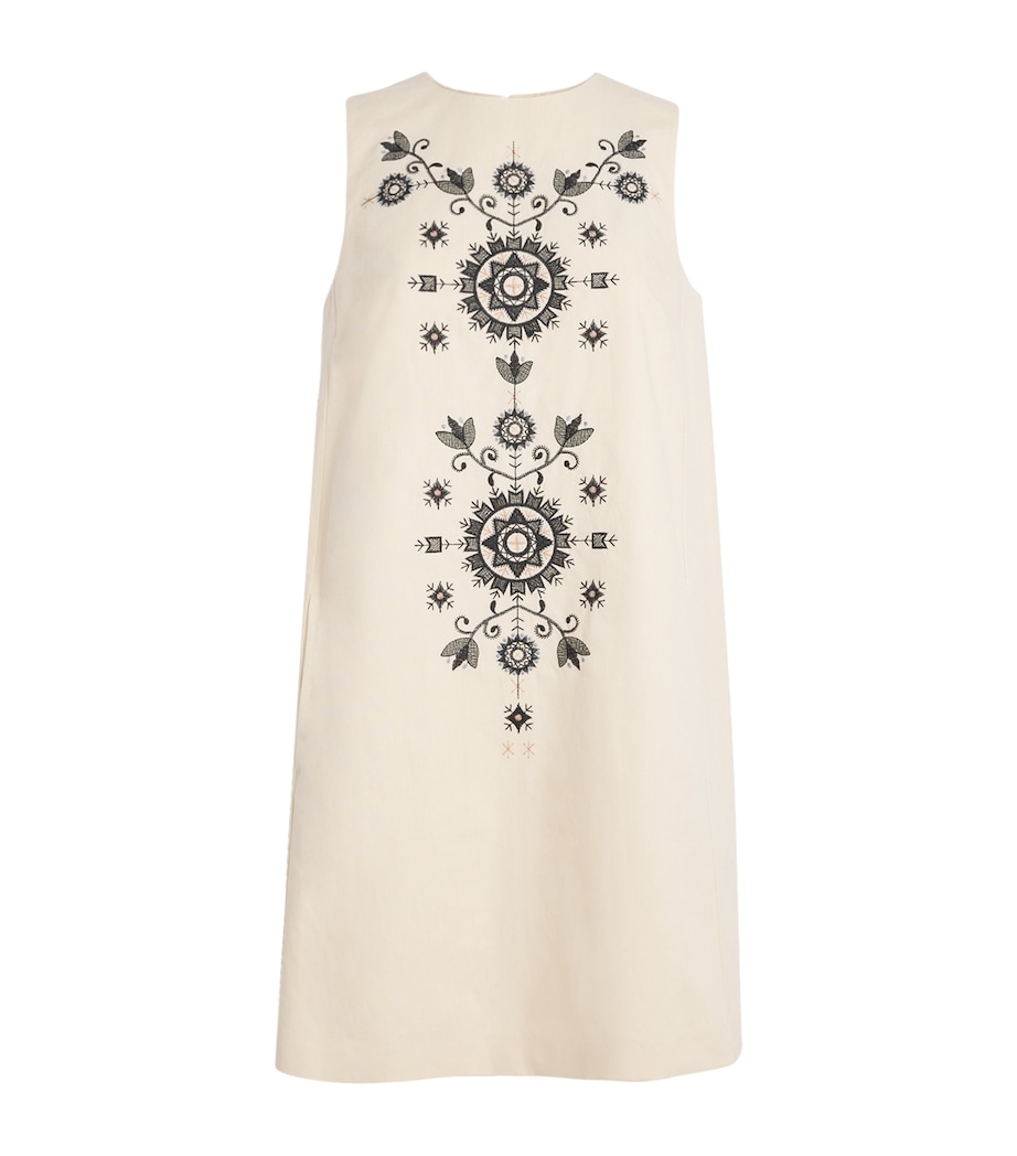 Weekend Max Mara Womens Cotton-Linen Embroidered Mini Dress Ivory Image 1