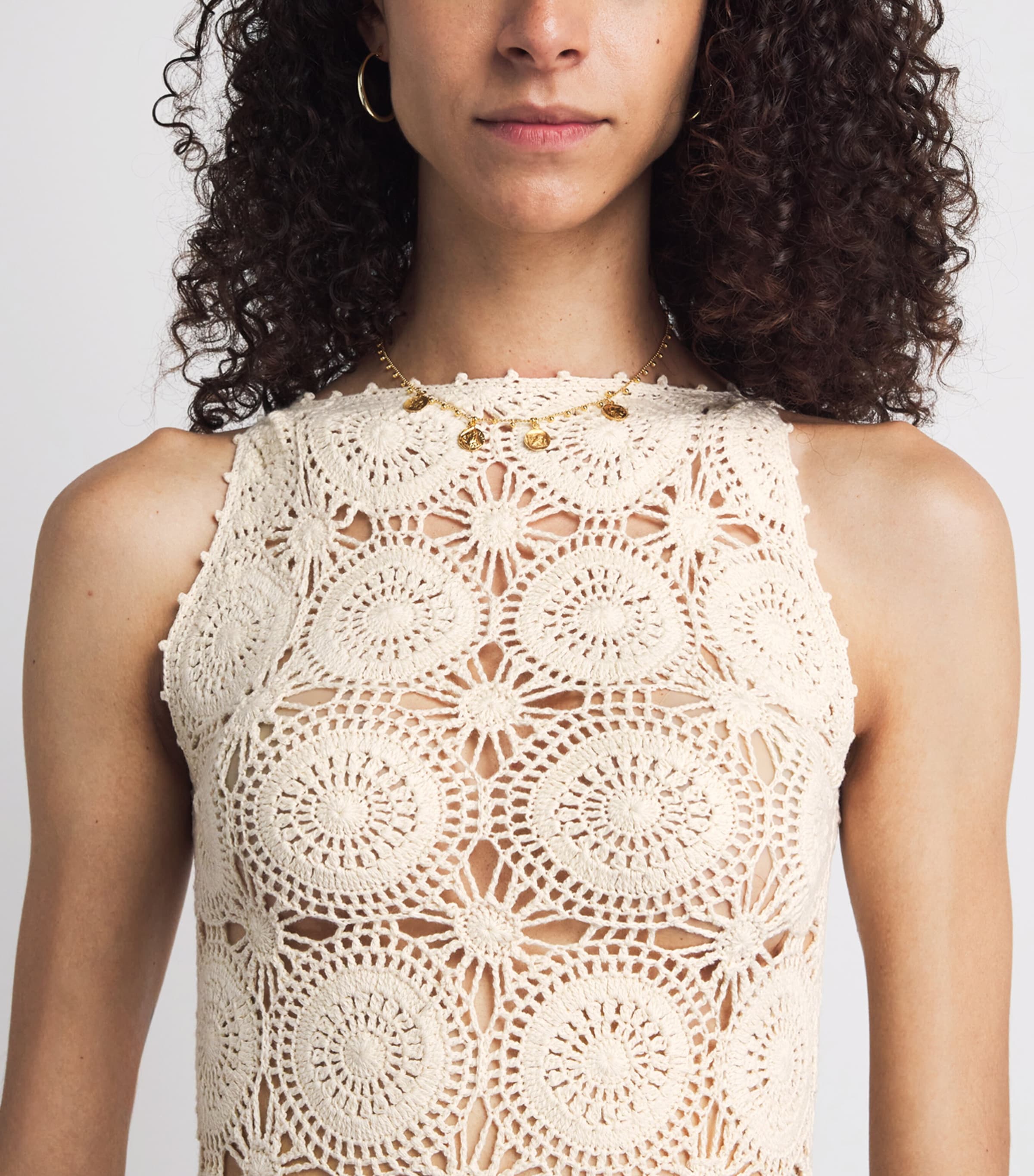 ESCVDO Womens Crochet Siula Maxi Dress Ivory Image 3