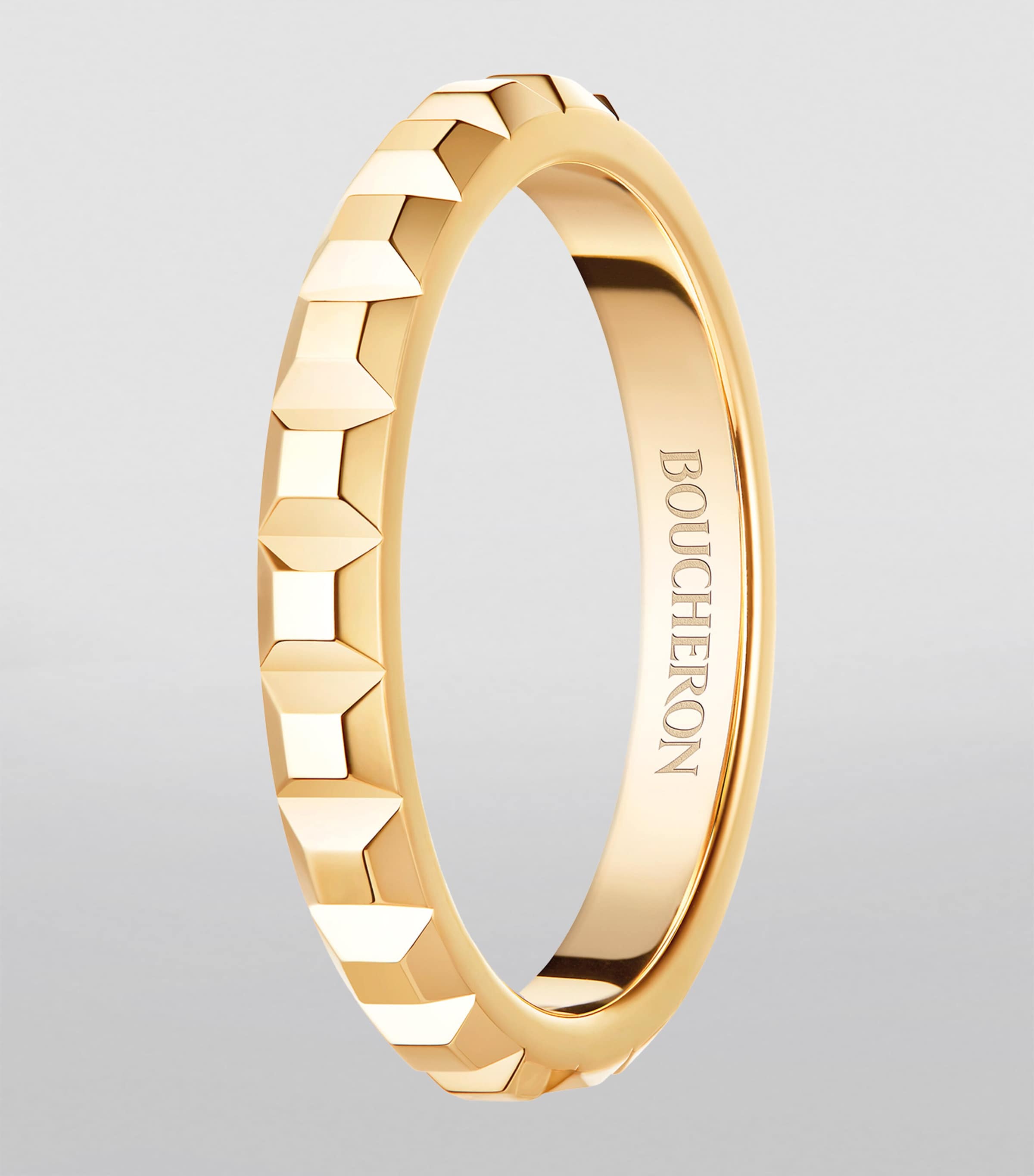 Yellow Gold Clou de Paris Wedding Band MULTI Image 2