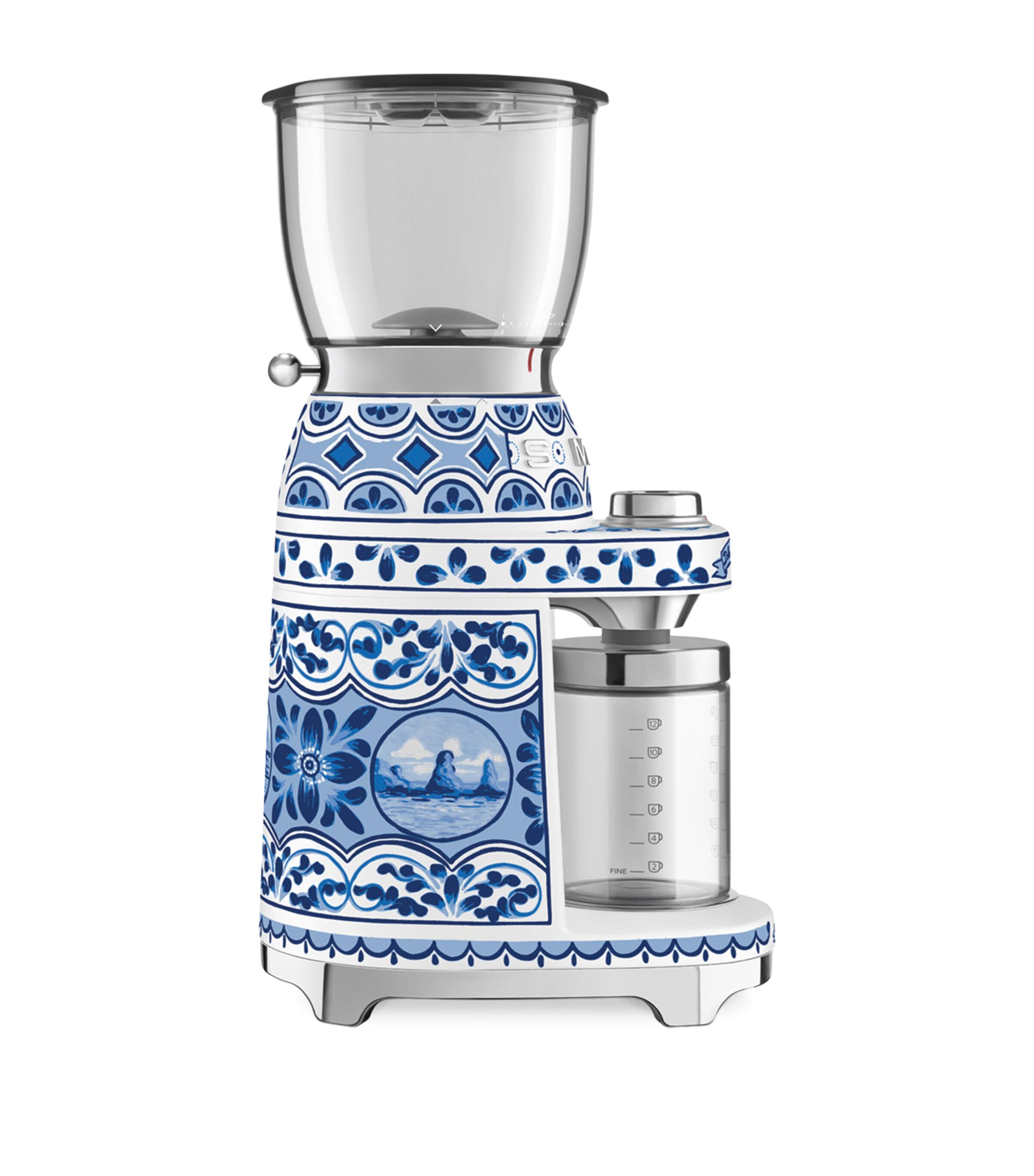 Smeg x Dolce & Gabbana Blu Mediterraneo Coffee Grinder White & Blue Image 9