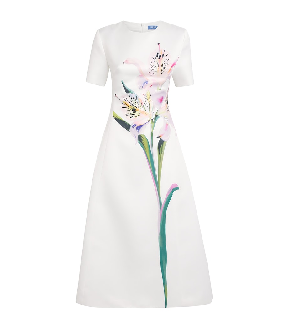 Satin Floral Caroline Midi Dress LILY PRINT IN SNOW Image 1