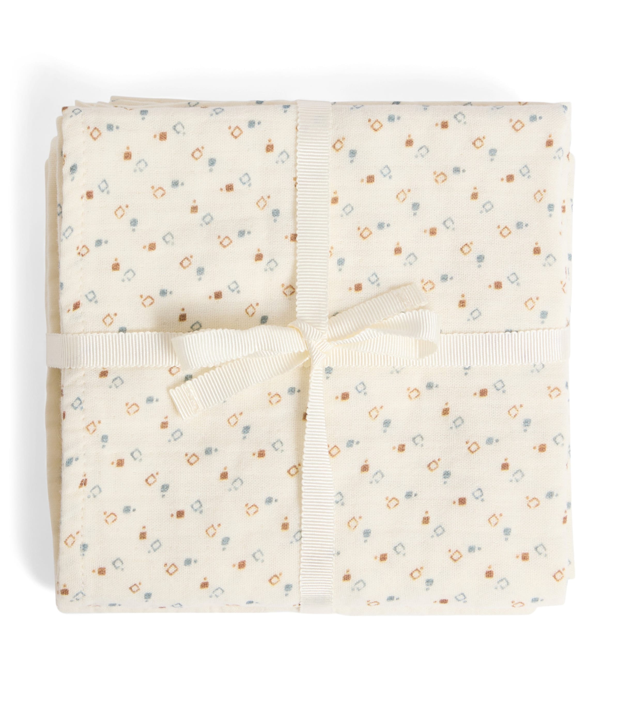 Bonpoint Organic Cotton Printed Swaddle Set In Brown