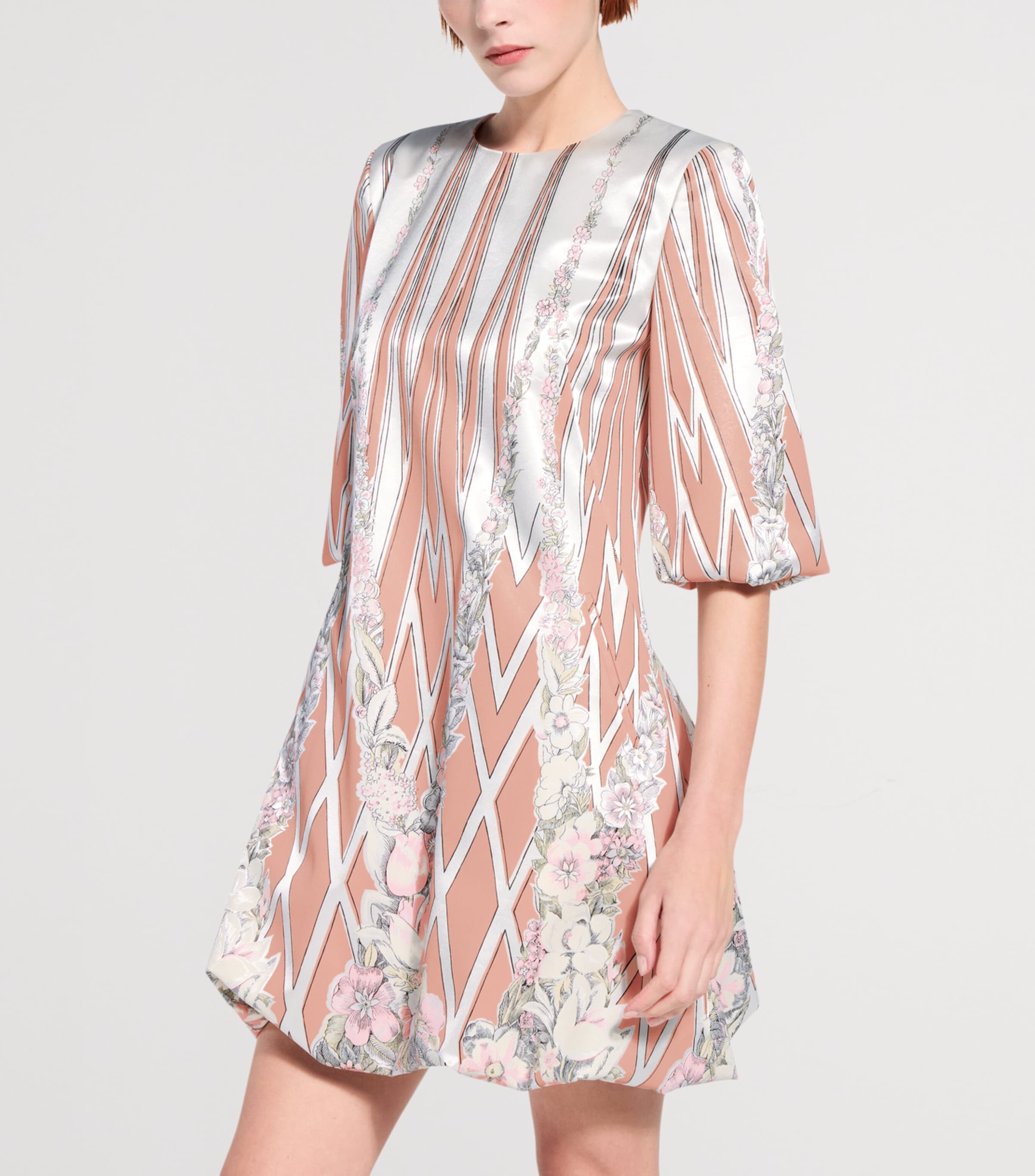 LOUIS VUITTON Womens Satin Floral Wallpaper Mini Dress Flesh Image 3