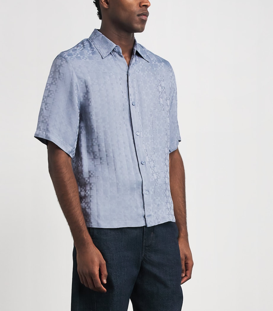 Sandro Paris Mens Jacquard Cross Short-Sleeve Shirt Blue Image 4