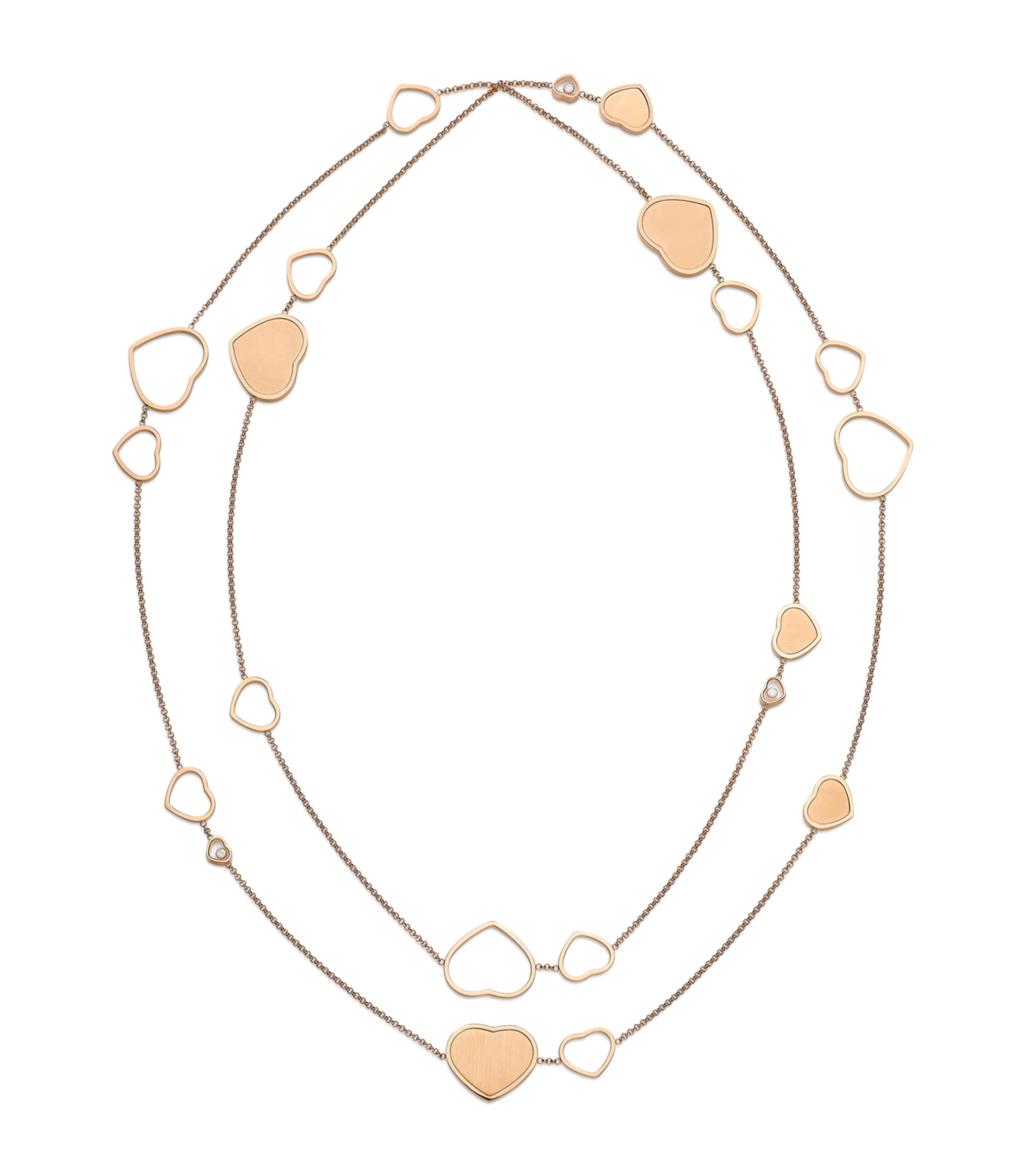 Chopard Rose Gold And Diamond Happy Hearts Golden Hearts Sautoir Necklace In Rose Gold
