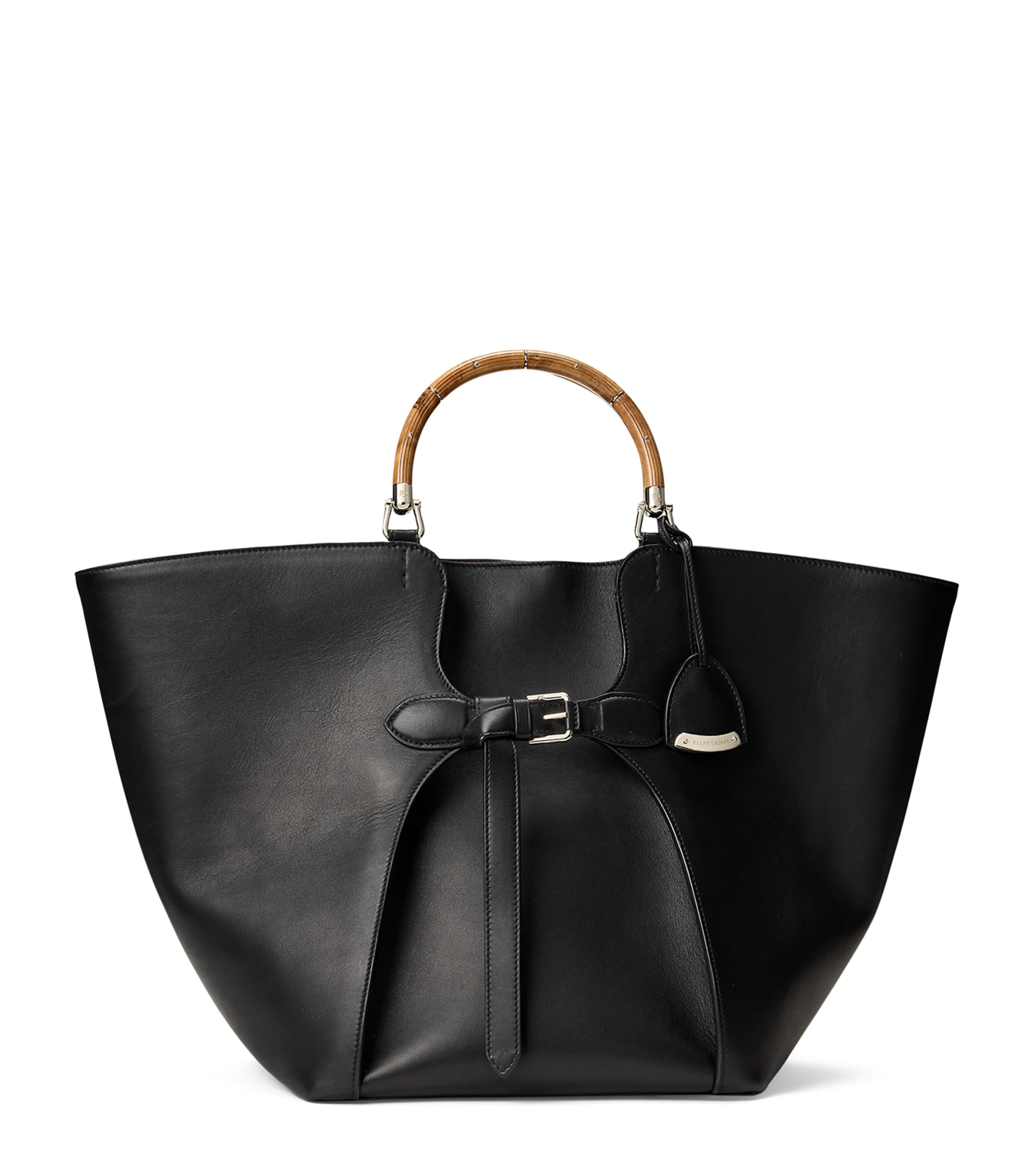Ralph Lauren Collection Large Leather Ralph Tote Bag Black Image 1