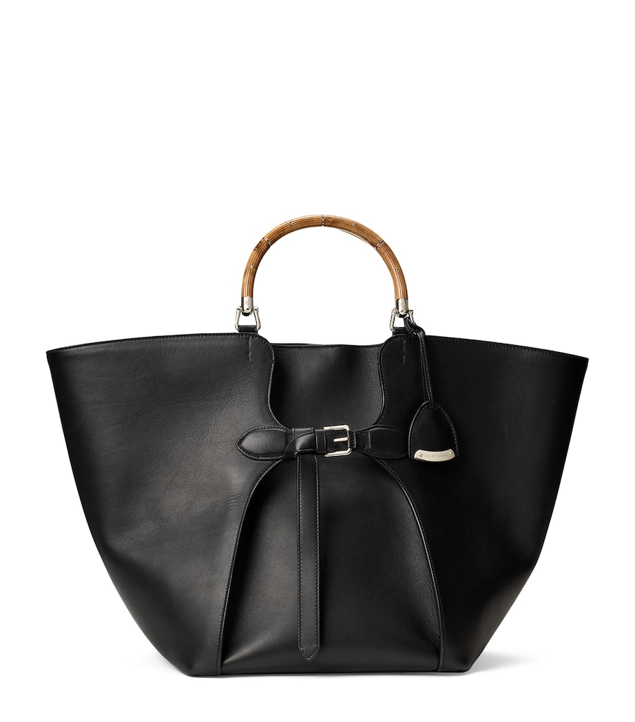 Ralph Lauren Collection Large Leather Ralph Tote Bag Black Image 1