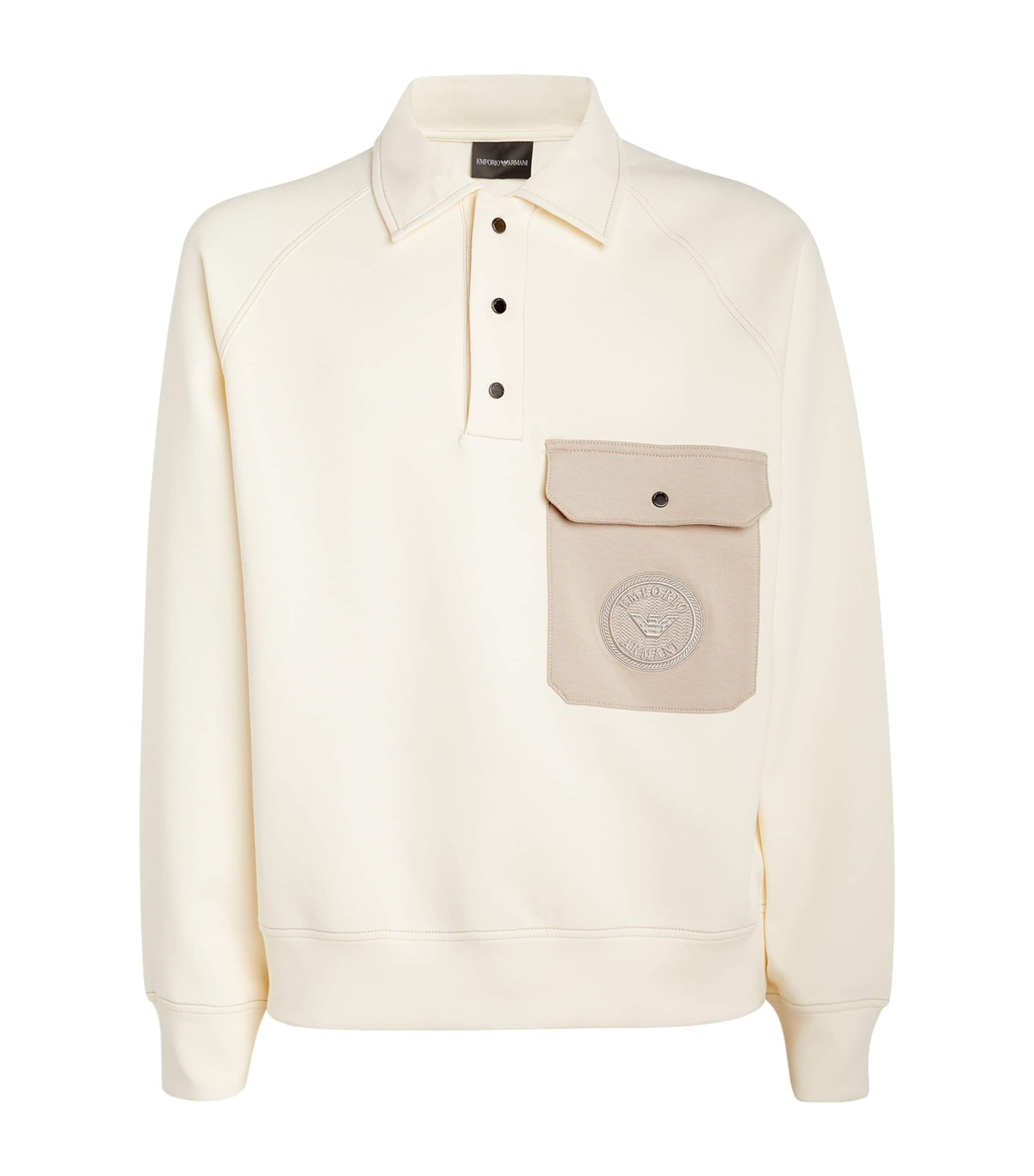 【EMPORIO ARMANI】 ★ Men's Raglan Pocket Polo Sweatshirt ★ Emporio Armani Men's Knit Quarter-Zip Polo Shirt | Neiman Marcus