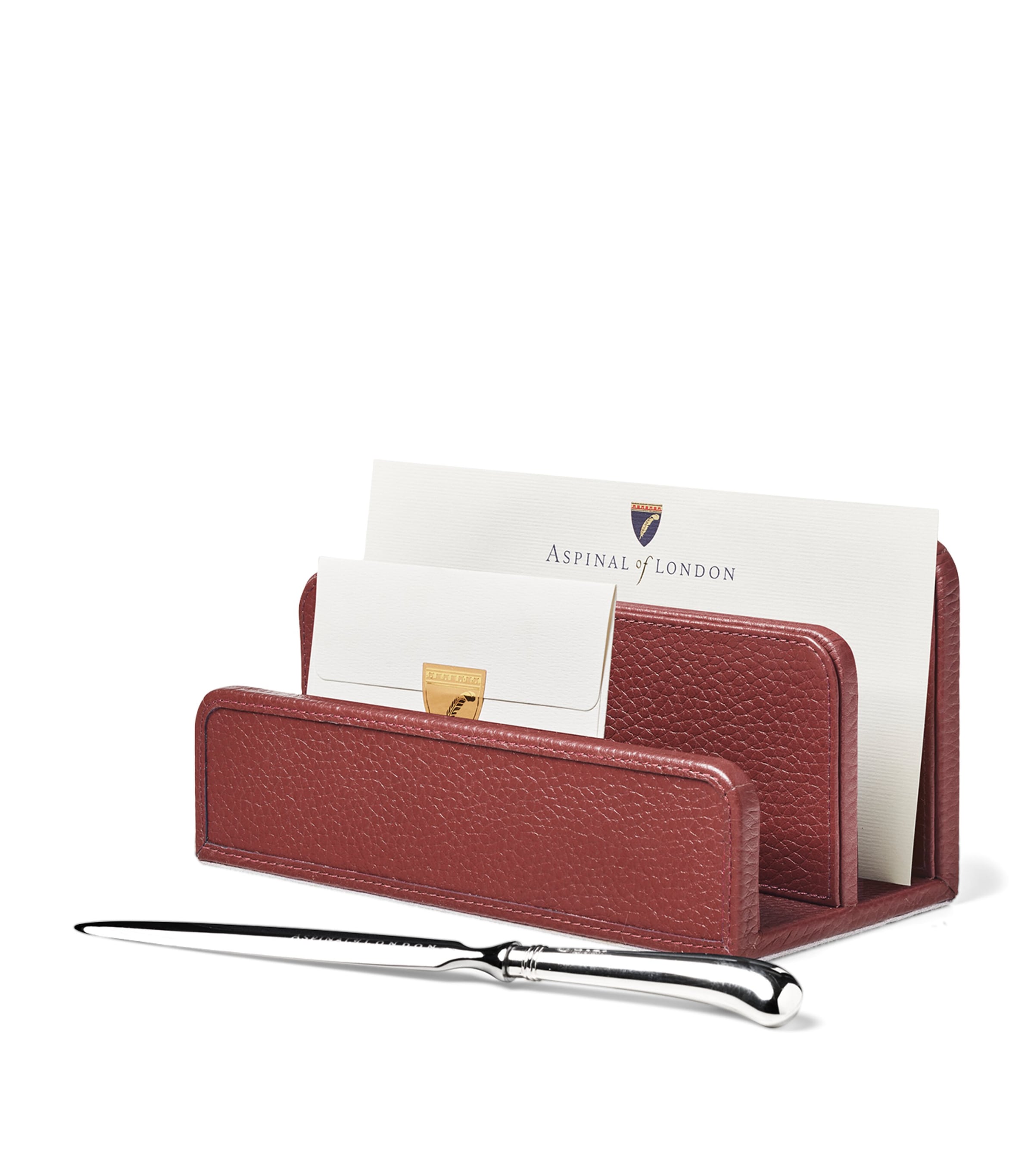 Aspinal Of London Leather Letter Rack In Red