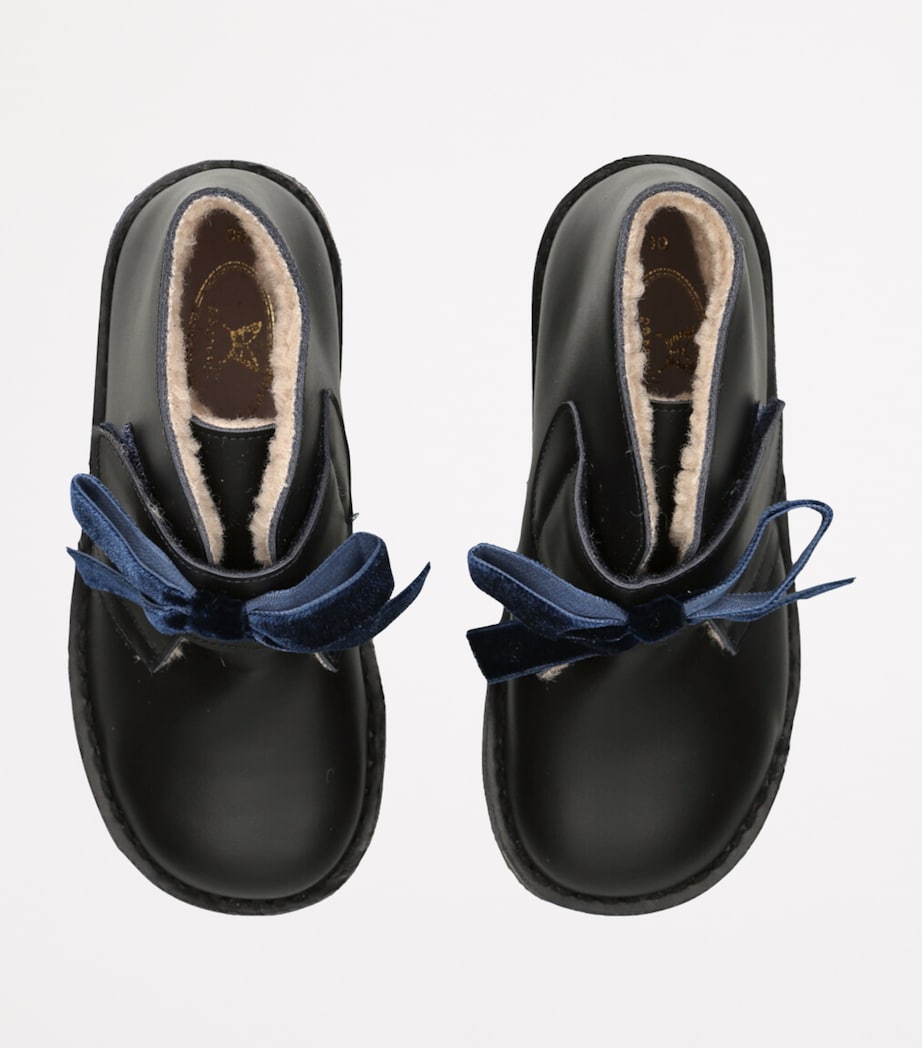 Leather Bow-Embellished Argenta Boots NAVY Image 4