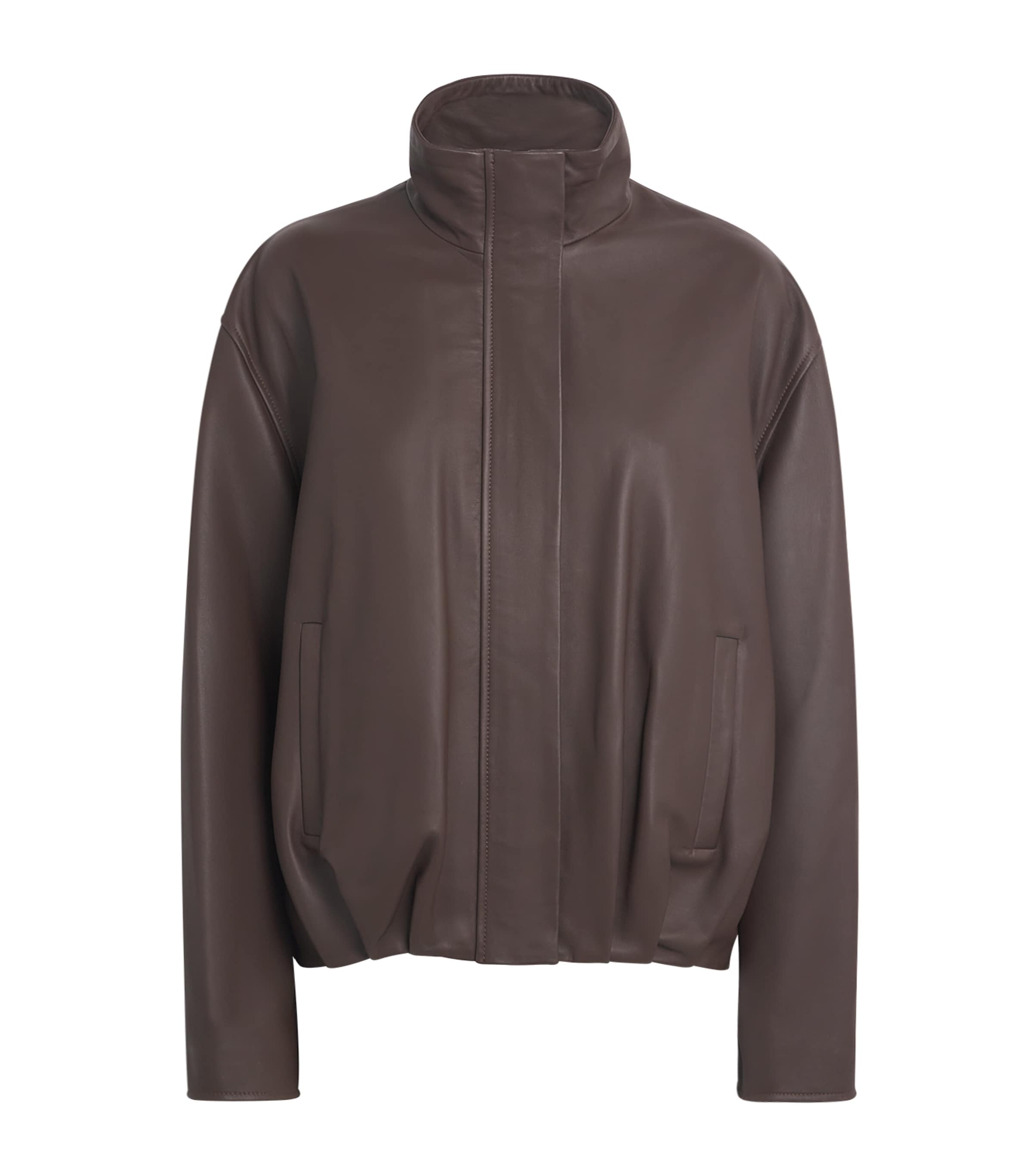 Arma Lambskin Dahlia Bomber Jacket In Brown