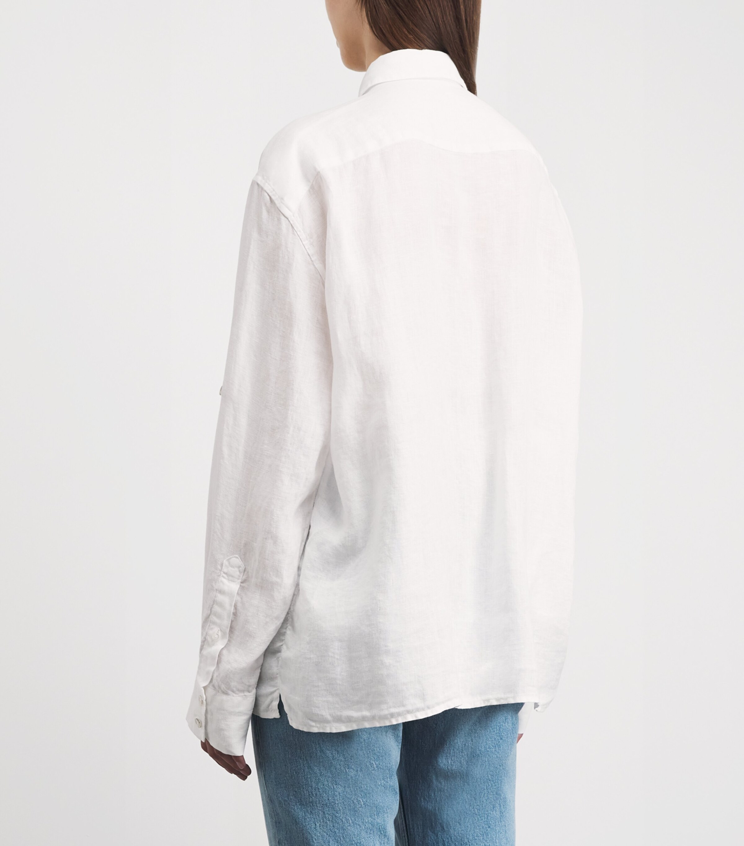 7 For All Mankind Womens Linen Patch-Pocket Shirt Linen White Image 5