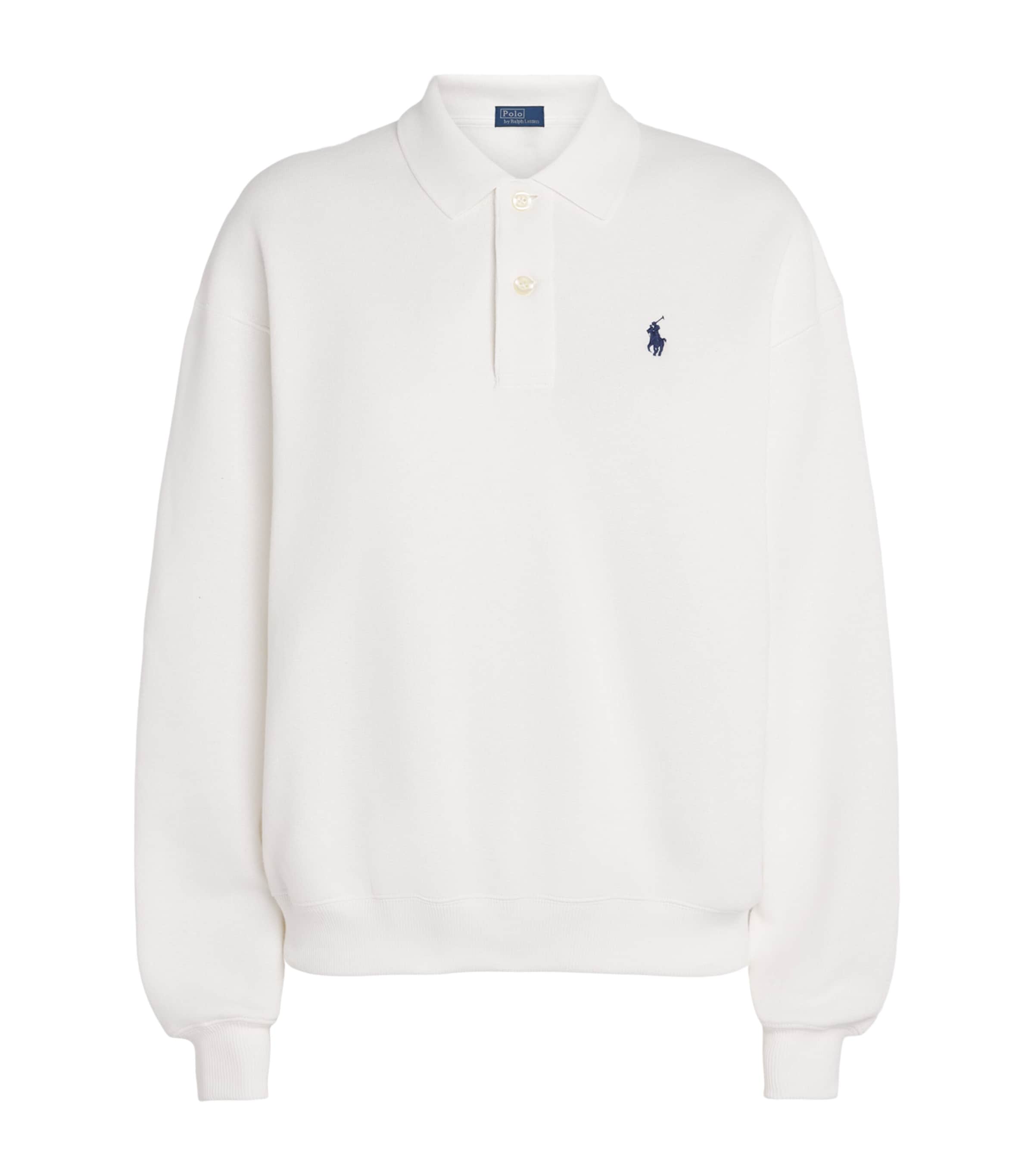 Polo Ralph Lauren Womens Fleece Polo Sweatshirt White Image 1