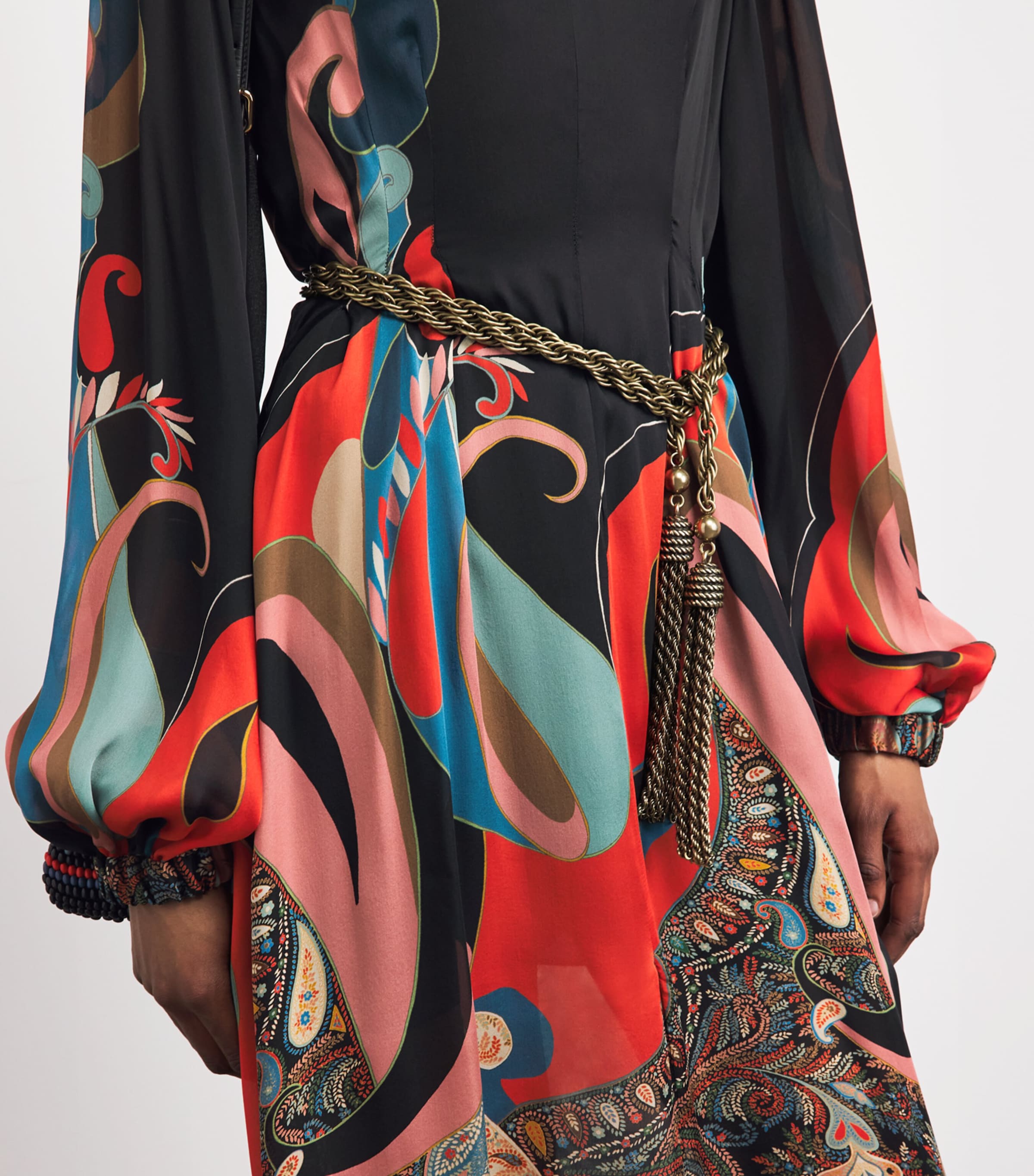Etro Womens Silk Paisley Maxi Dress Black Print Image 3