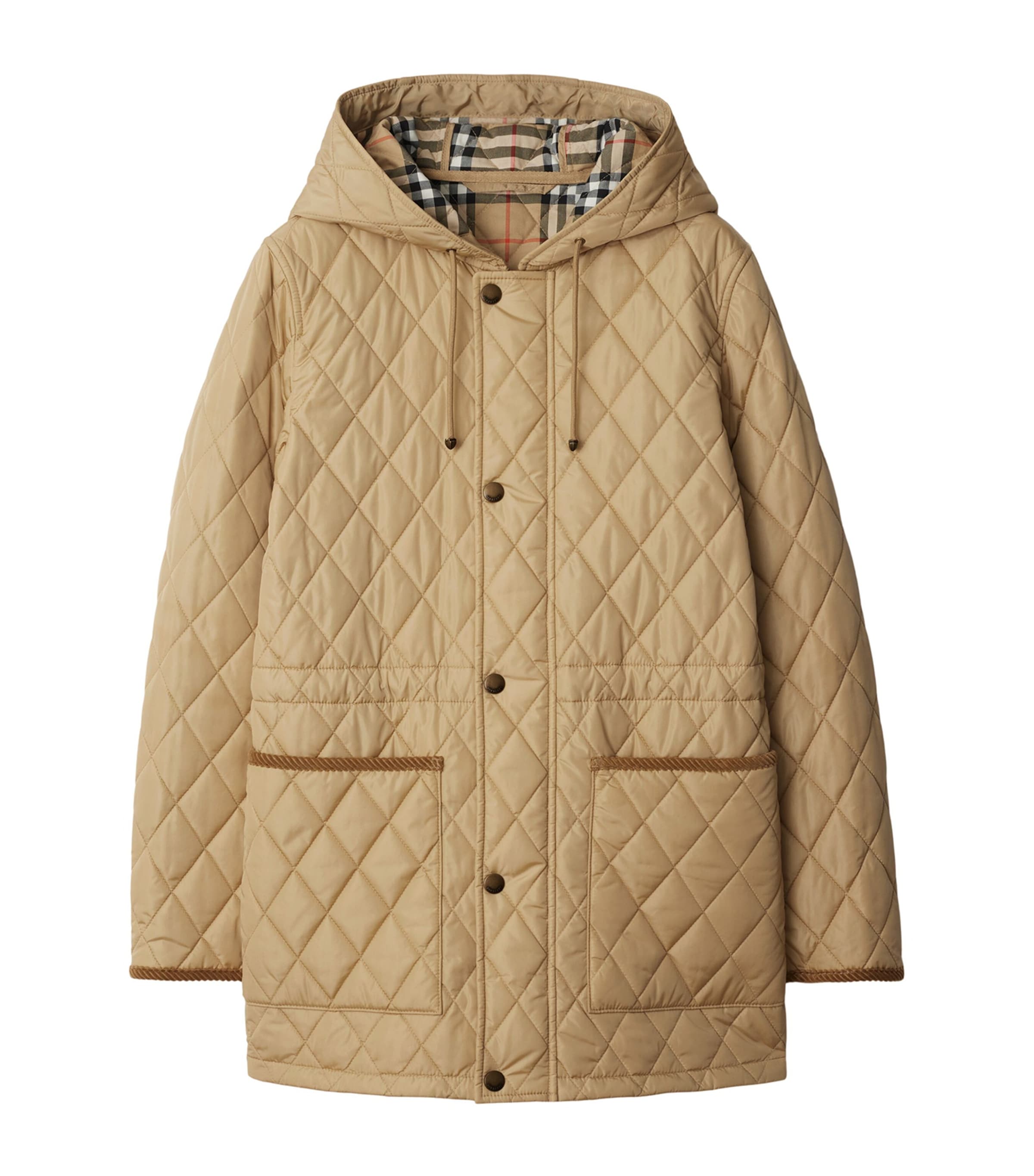Burberry Quilted Corduroy-trim Parka In Gray