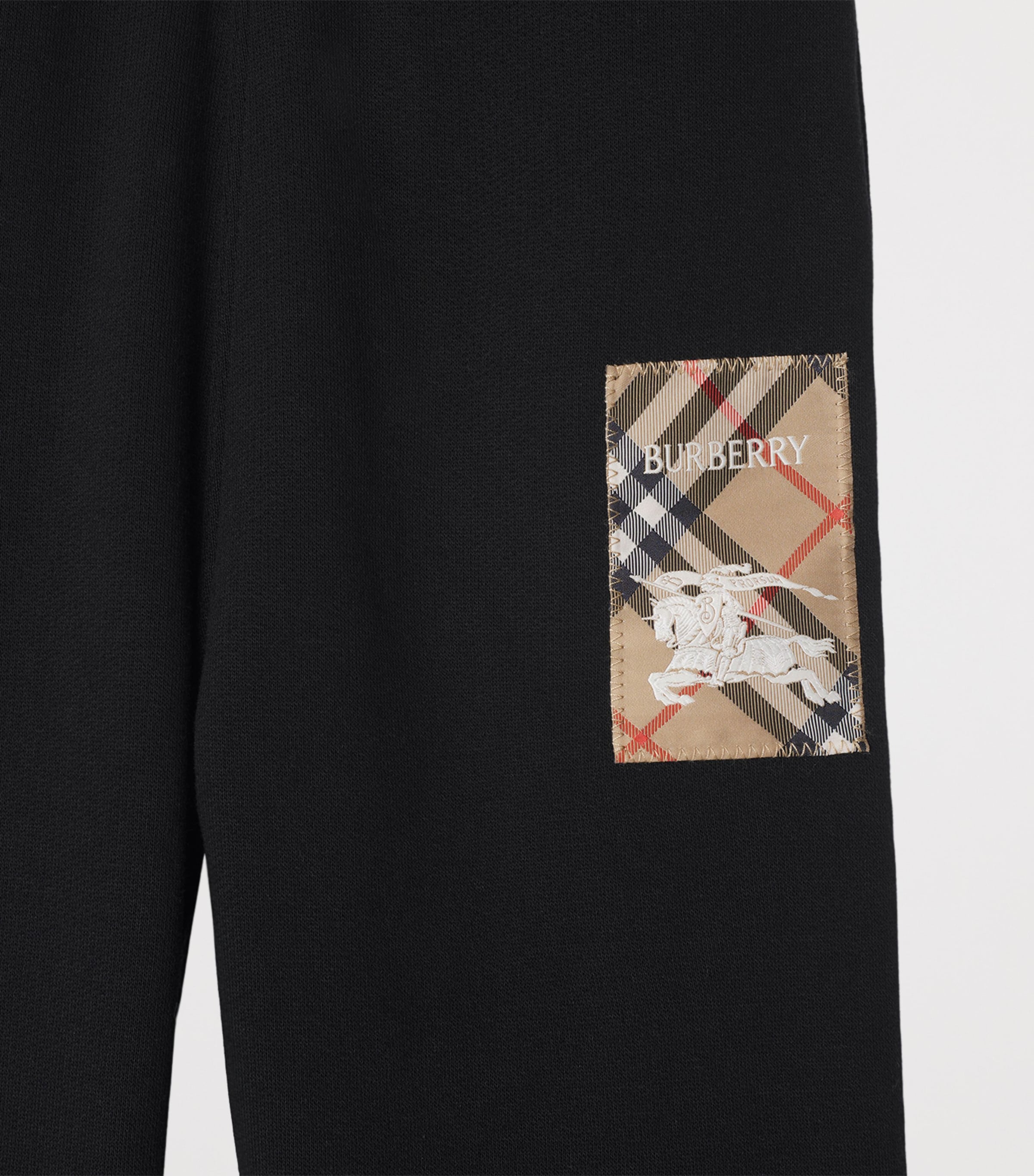 Cotton Check Label Sweatpants (3-12 Years) BLACK Image 3
