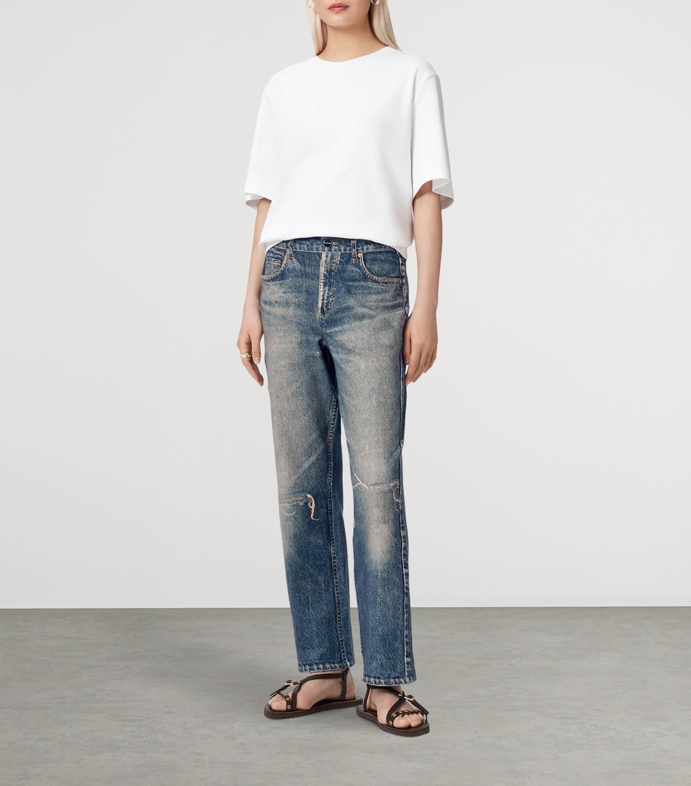 AllSaints Womens Denim Illusion Print Ida Trousers Illusion Tint Blue Image 2