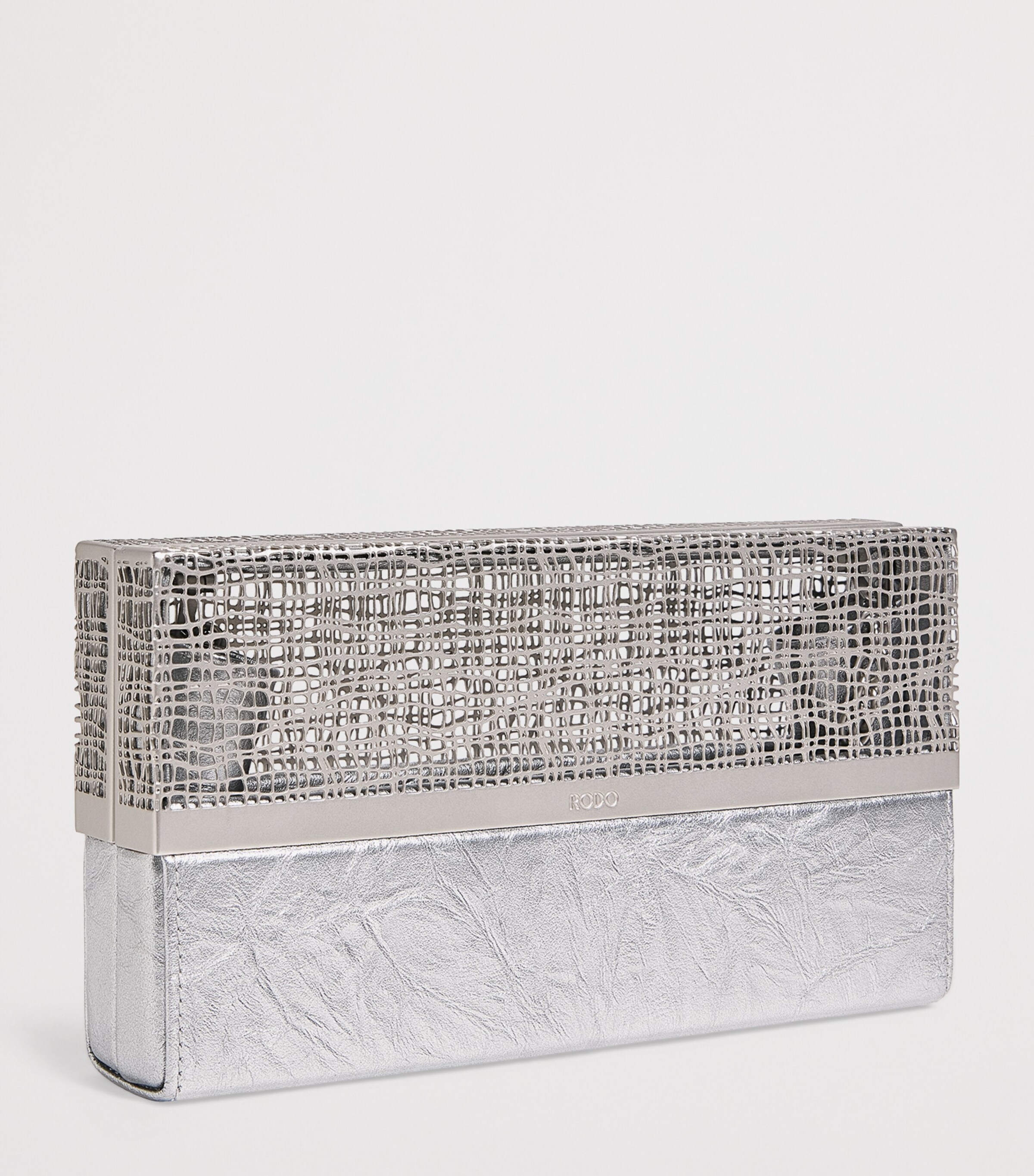 Leather Caged Clutch Bag 0323 SILVER Image 3
