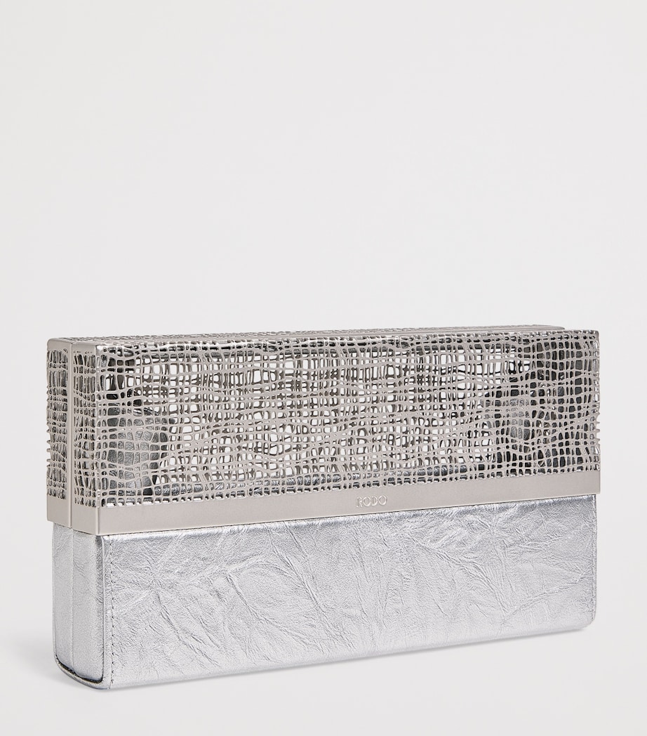 Leather Caged Clutch Bag 0323 SILVER Image 3