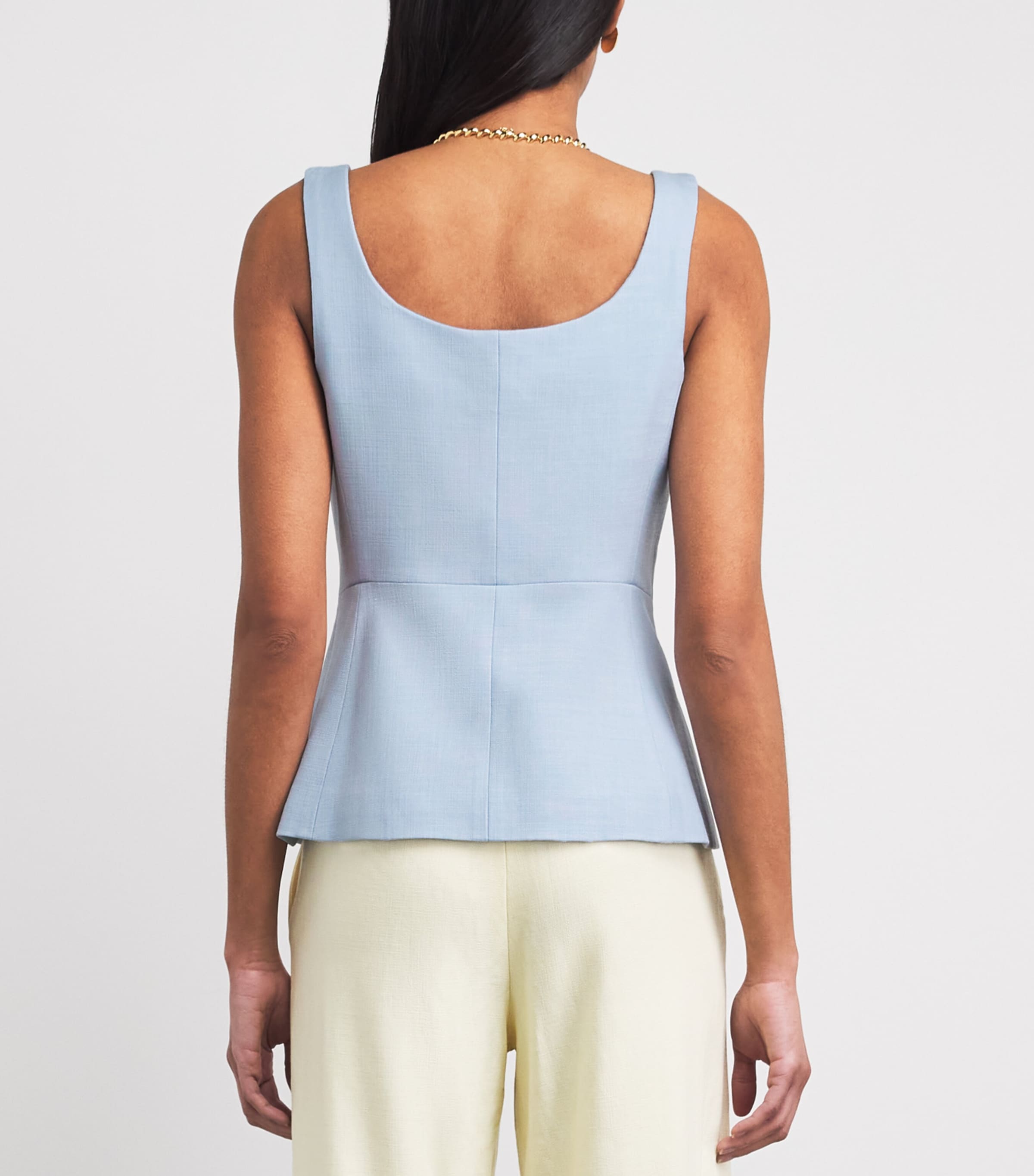 Maje Womens Square-Neck Waistcoat Blue Sky Image 5