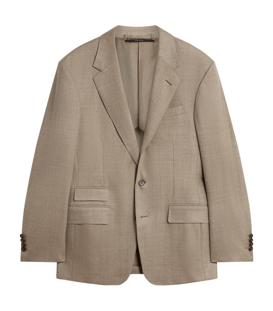 Wool Flannel Herringbone Bourdon Blazer 105NATURAL Image 1