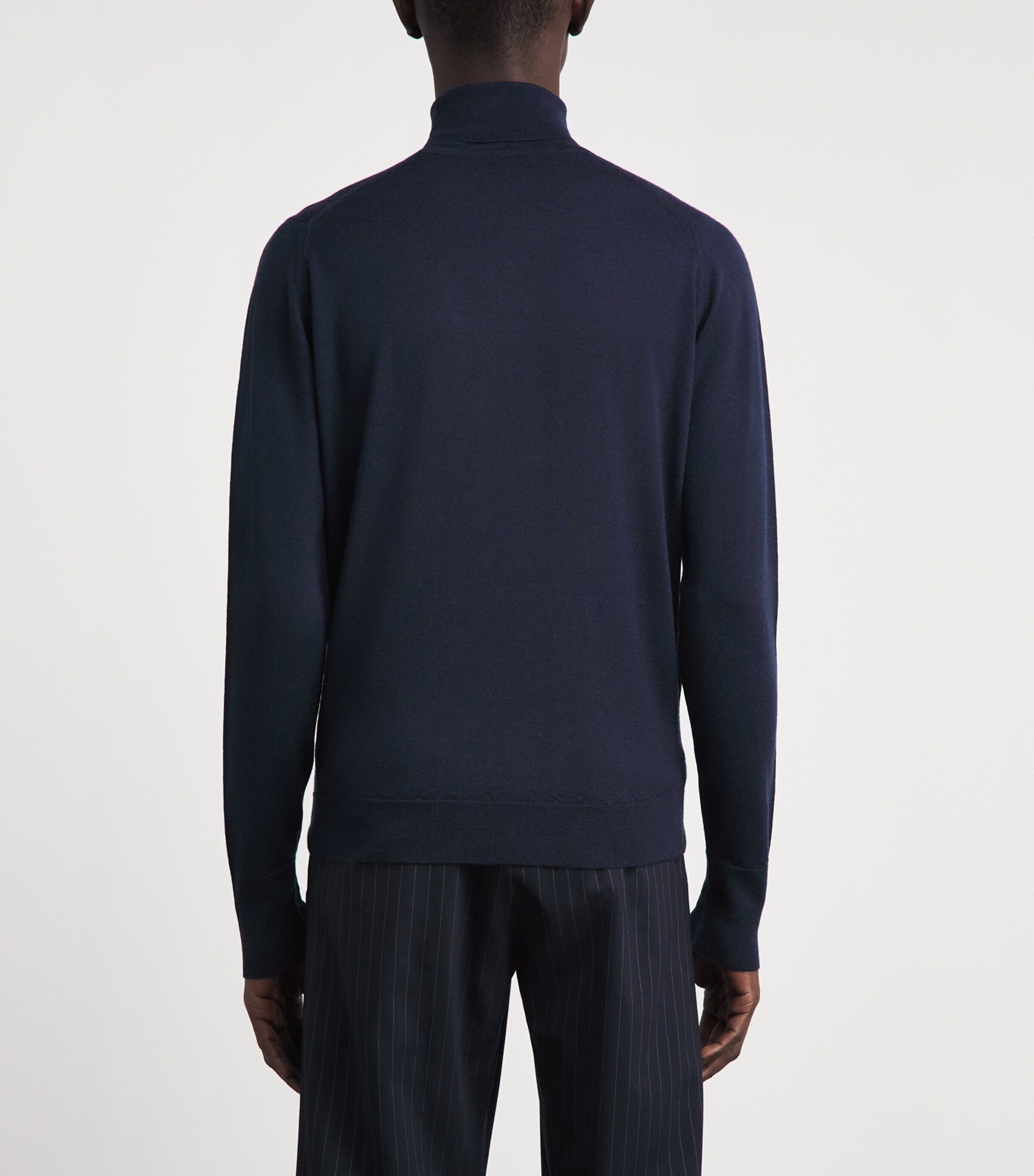 Alan Scott Mens Superfine Merino Wool Rollneck Sweater Midnight Image 5