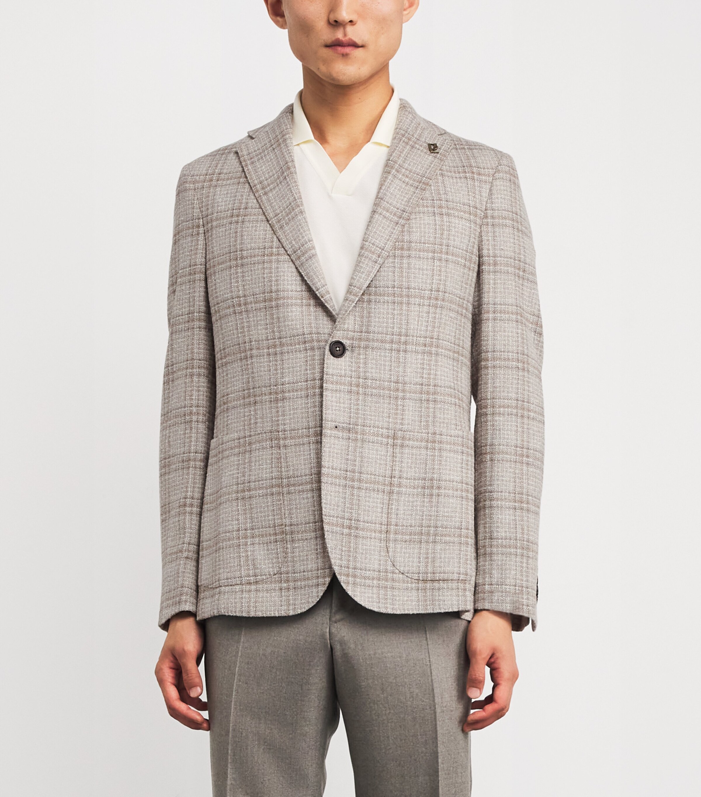 Pal Zileri Mens Wool-Silk-Blend Brera Blazer Natural Image 3