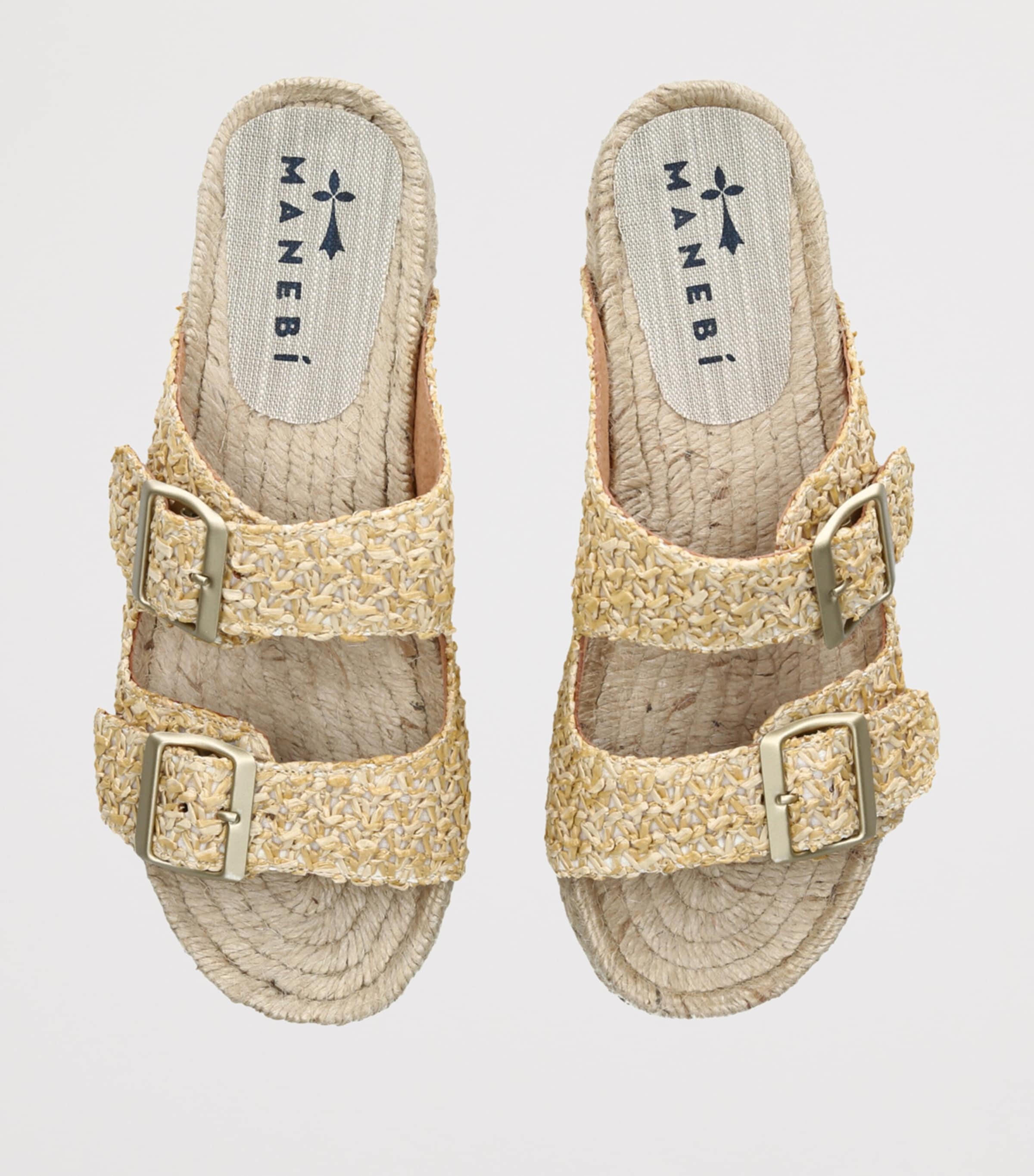Manebi Raffia Nordic Sandals Beige Image 4