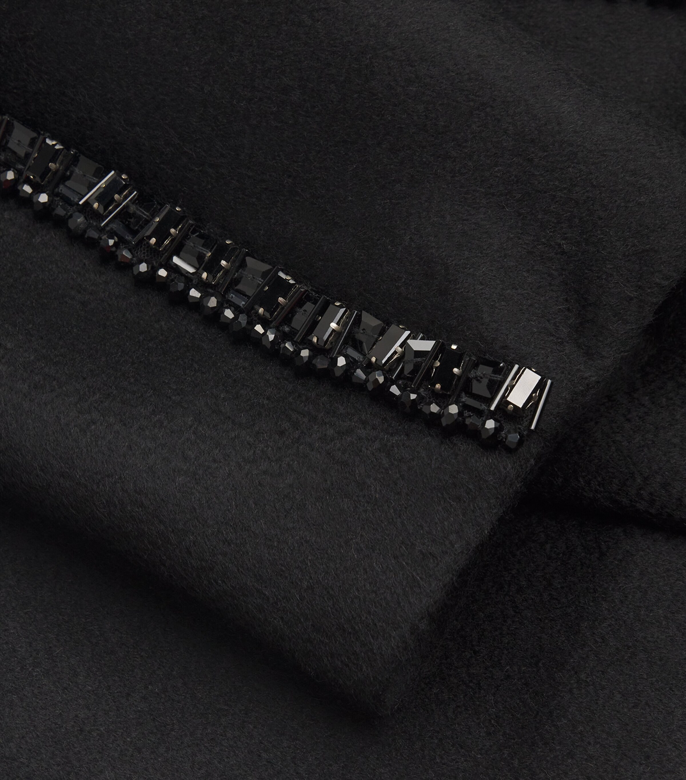 Max Mara Womens Camel Hair Embellished Coat Black Image 5