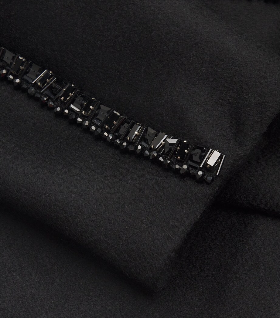 Max Mara Womens Camel Hair Embellished Coat Black Image 5