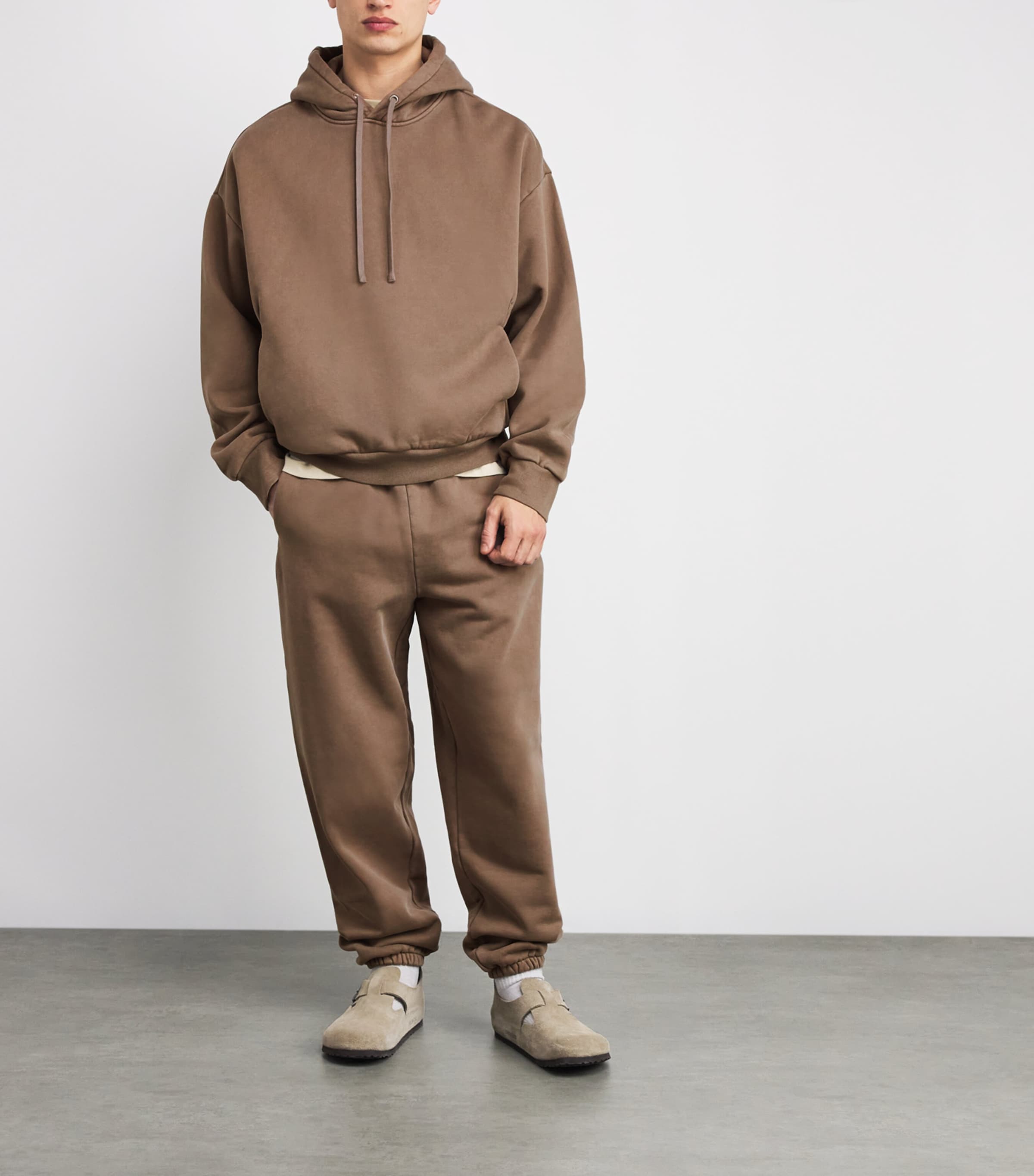 Cotton Fleece Cuffed Sweatpants TRUFFLE Image 2