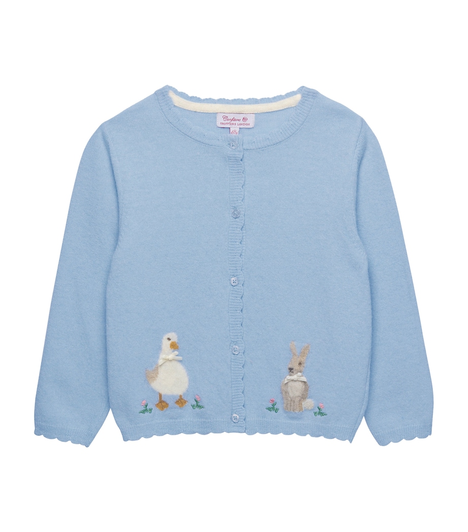 Duck and Bunny Intarsia Cardigan (6-11 Years) PALE BLUE Image 1