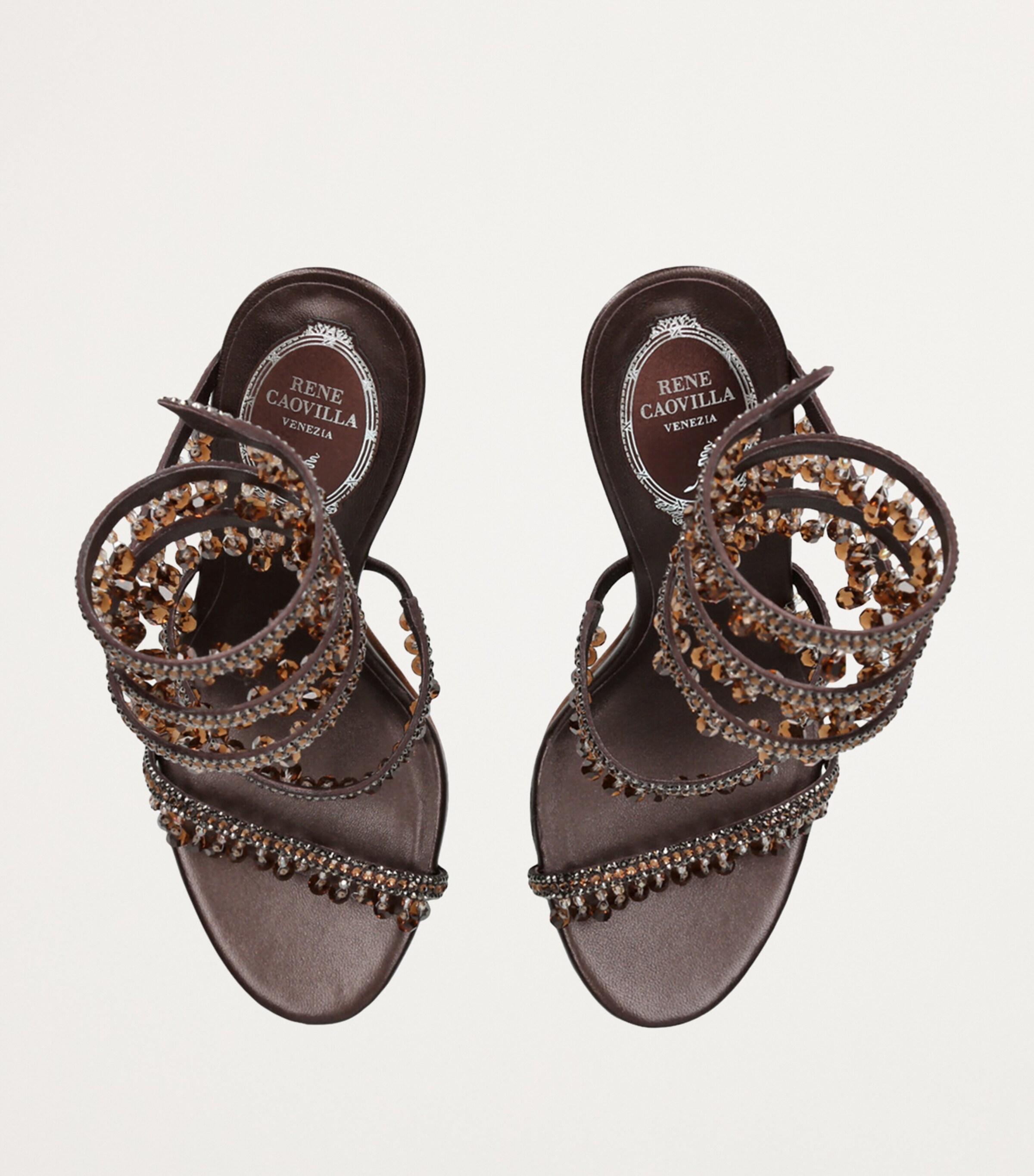 Satin Chandelier Heeled Sandals 105 BROWN Image 4