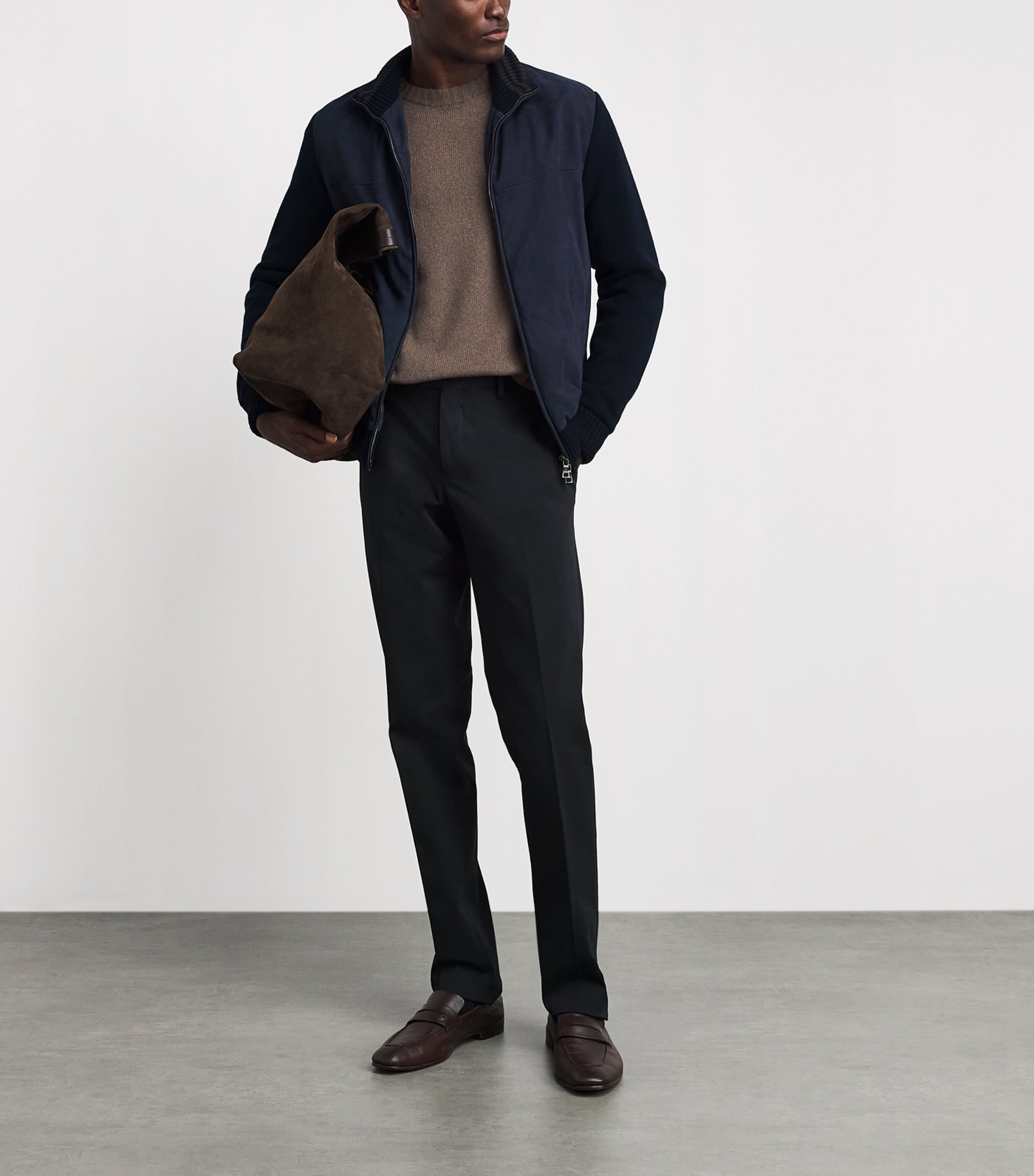 Fioroni Cashmere Mens Virgin Wool-Suede Hybrid Jacket Image 2