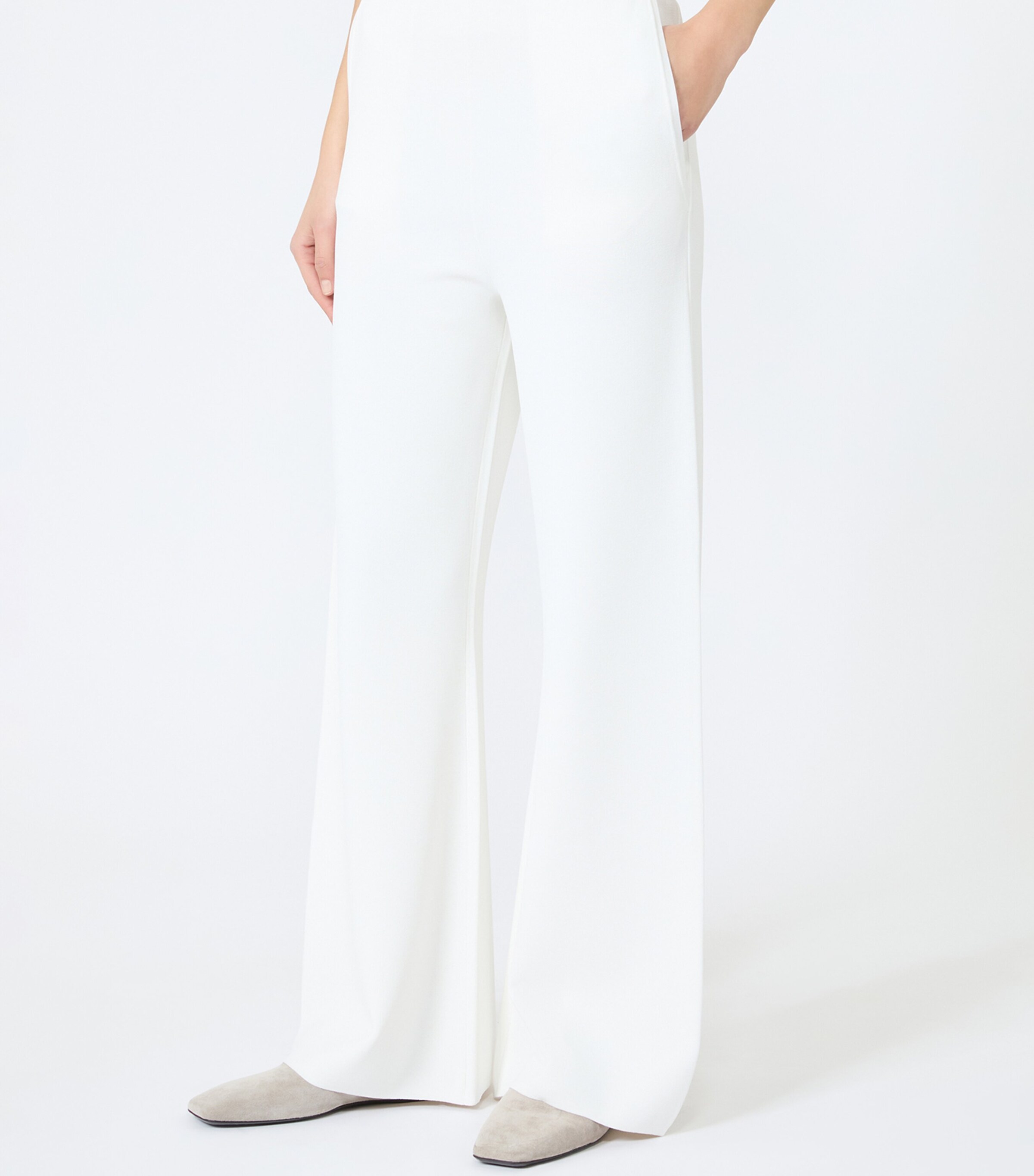 Max Mara Womens Wide-Leg High-Waist Trousers White Image 3