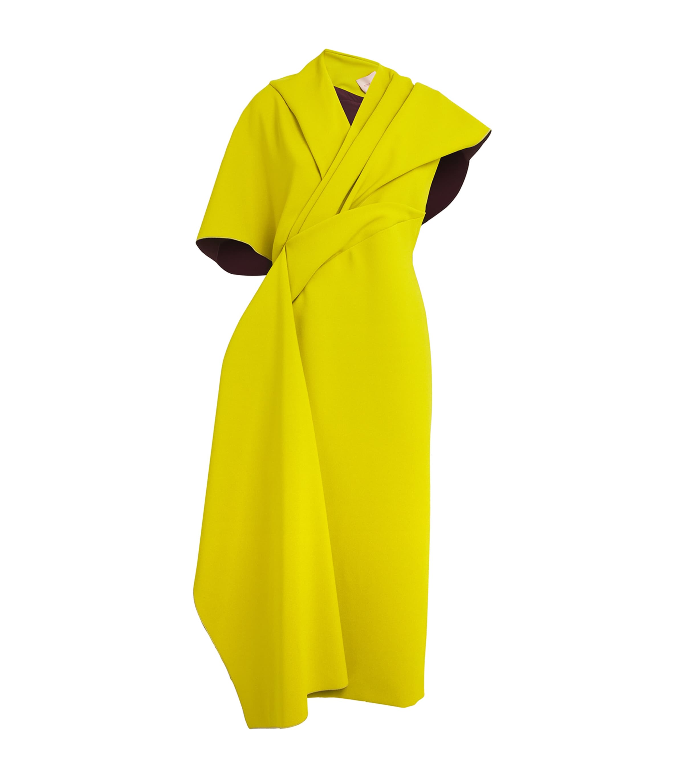 Shop Roksanda Crepe Asymmetric Evanna Midi Dress In Yellow