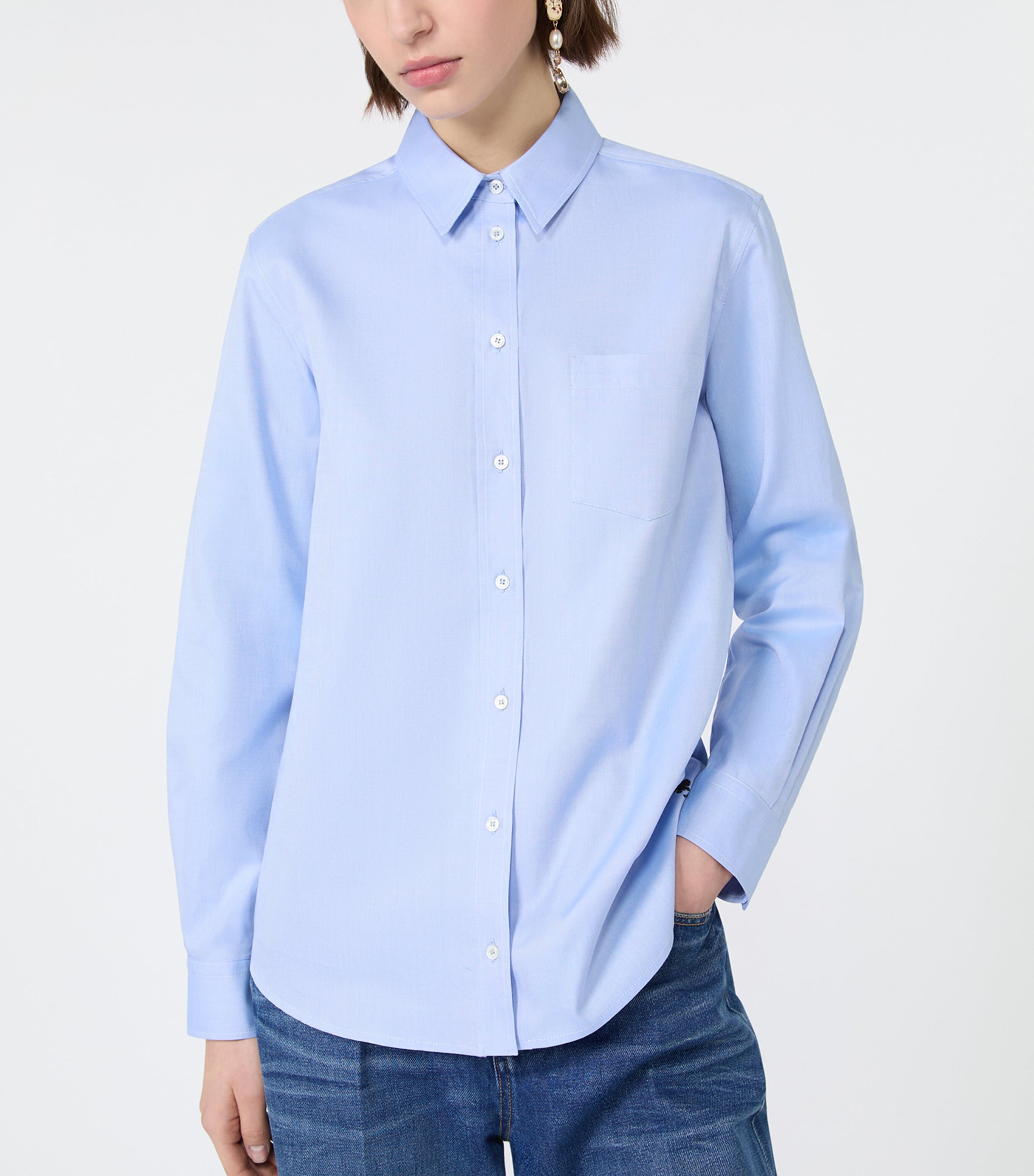 Weekend Max Mara Womens Cotton Shirt Light Blue Image 5