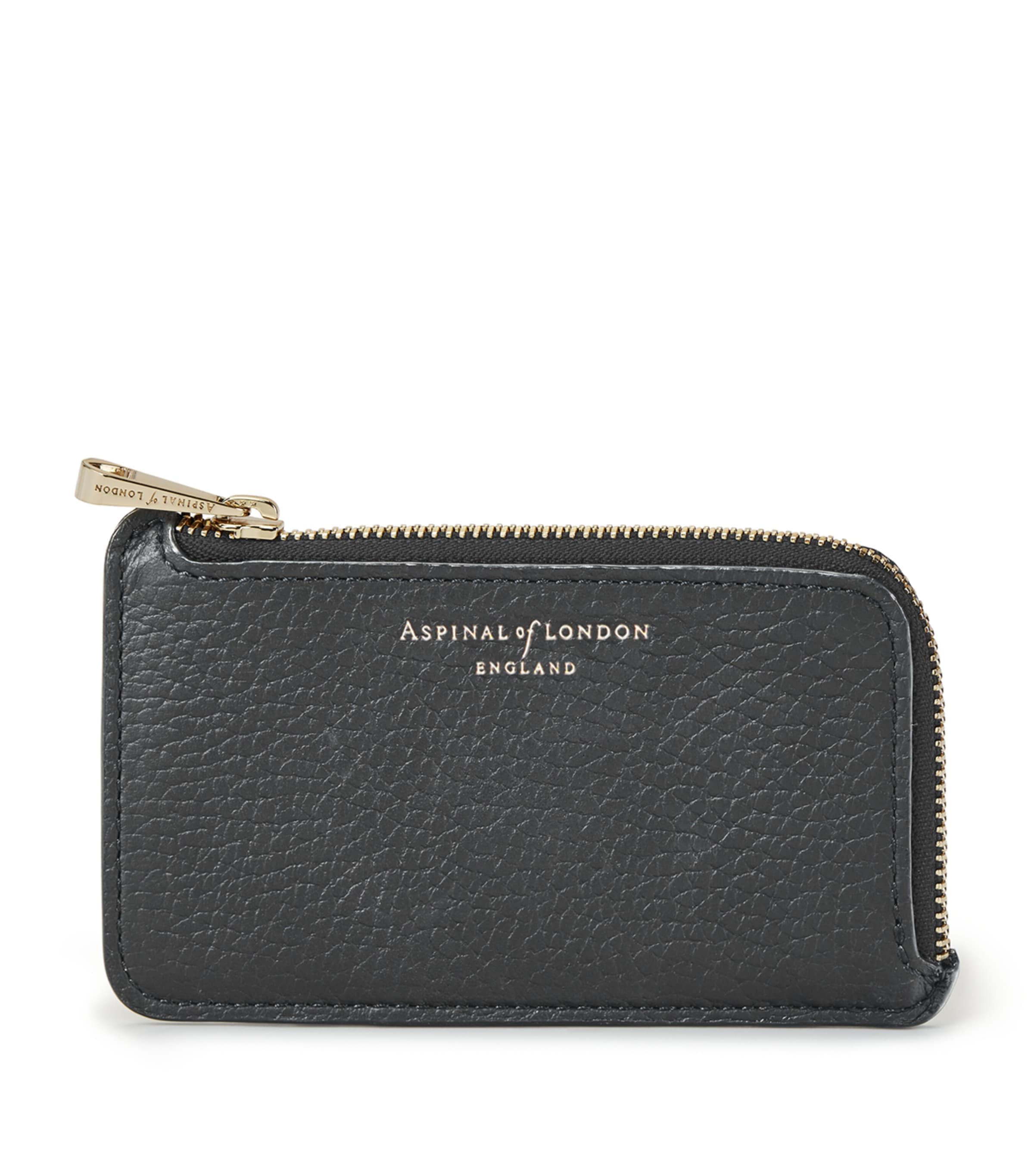 Aspinal Of London Small Zipped Leather Coin Purse In Black