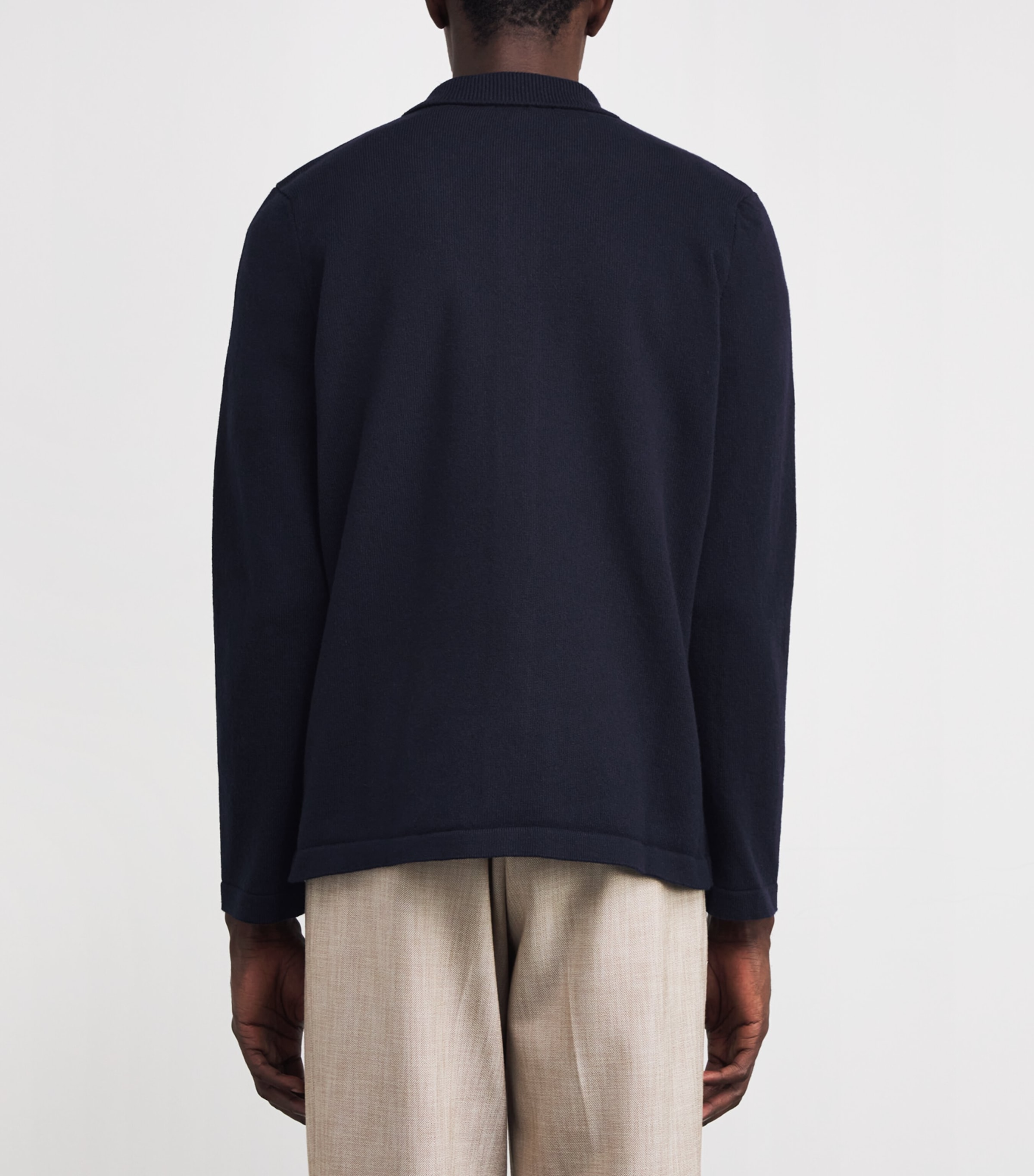 A.P.C. Mens Wool Long-Sleeve Polo Shirt Iak Dark Navy Image 4