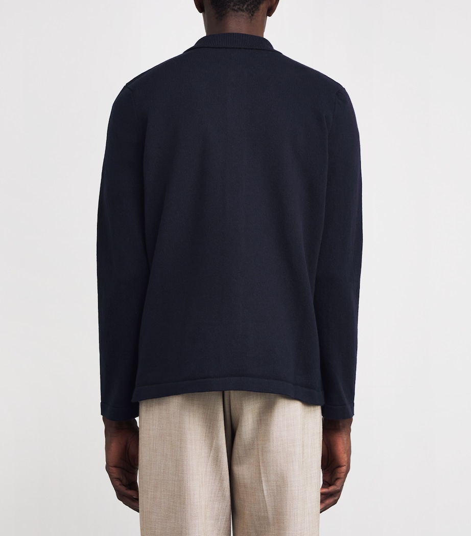 Wool Long-Sleeve Polo Shirt IAK DARK NAVY Image 4